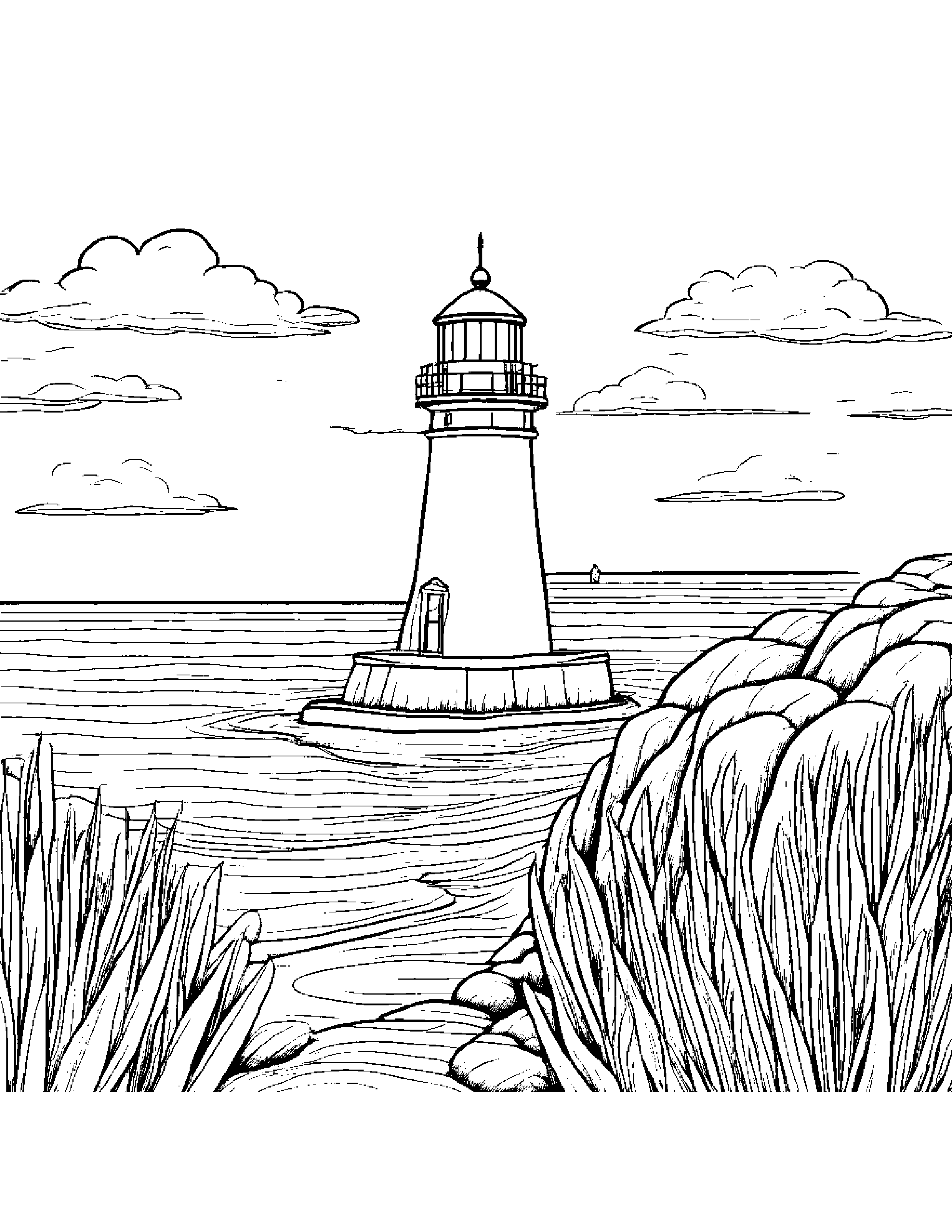 Paintbrush Playing Hide-And-Seek Near A Lighthouse #4 Coloring Page (Free Printable PDF)