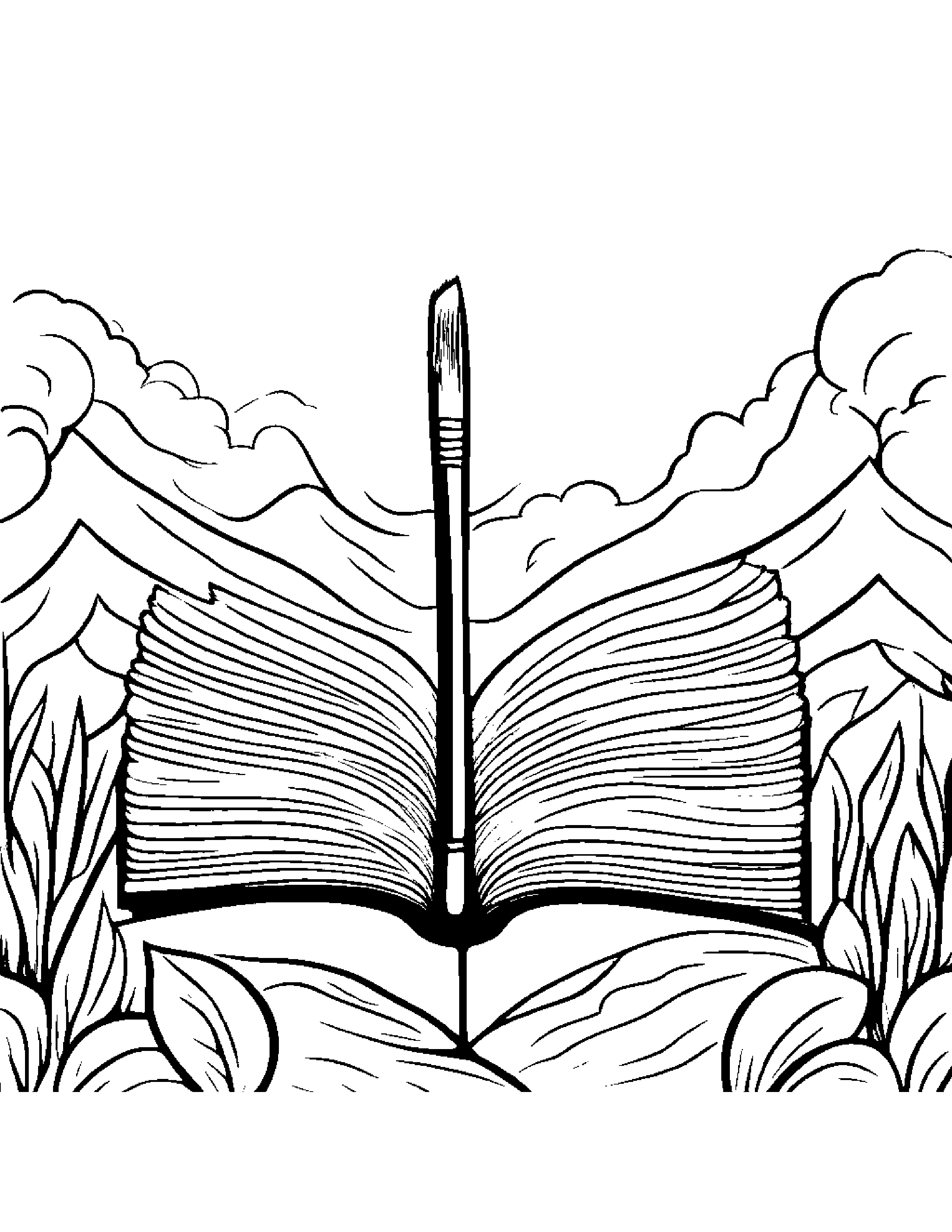 Paintbrush Reading A Storybook #3 Coloring Page (Free Printable PDF)
