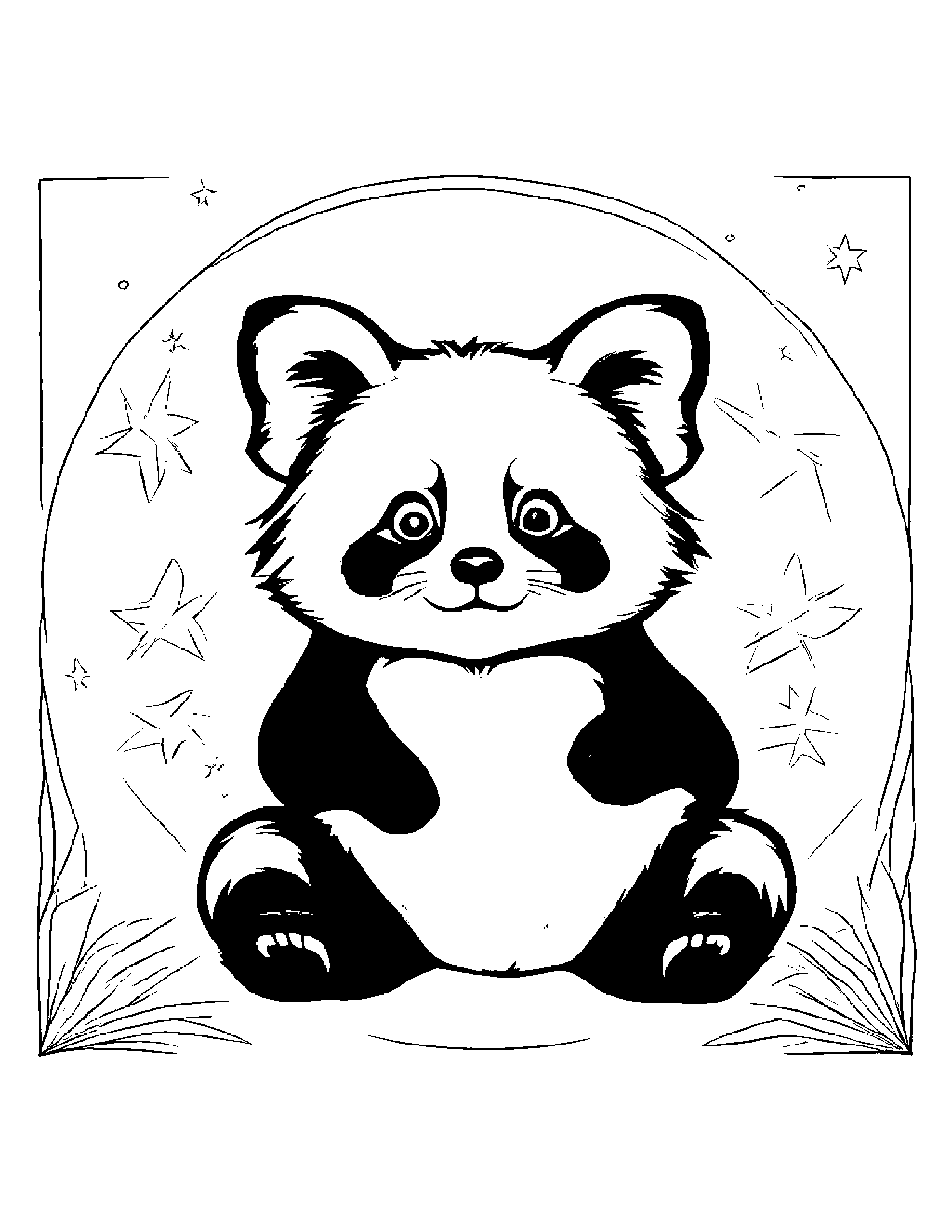 Red Panda Painting A Star #2 Coloring Page (Free Printable PDF)