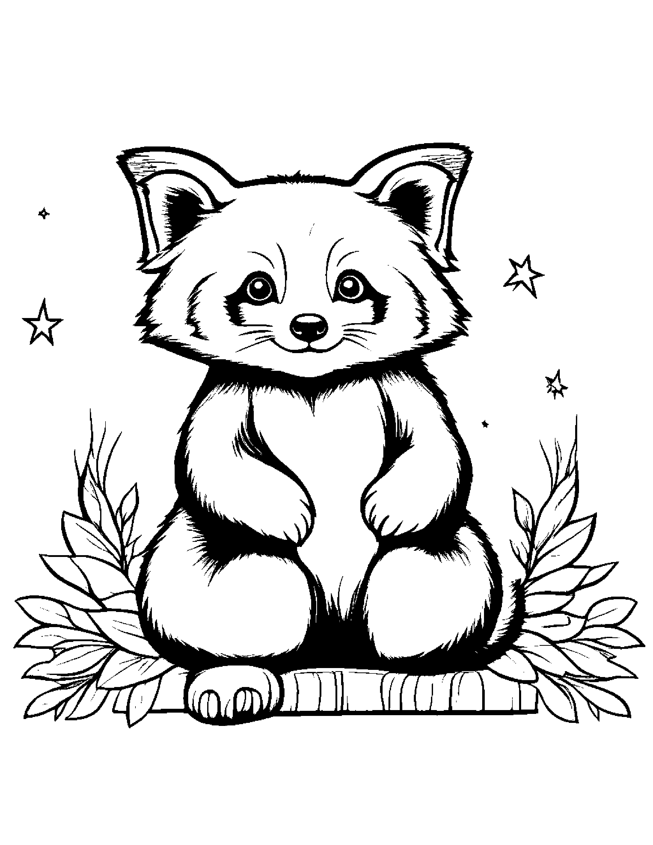 Red Panda Painting A Star #3 Coloring Page (Free Printable PDF)