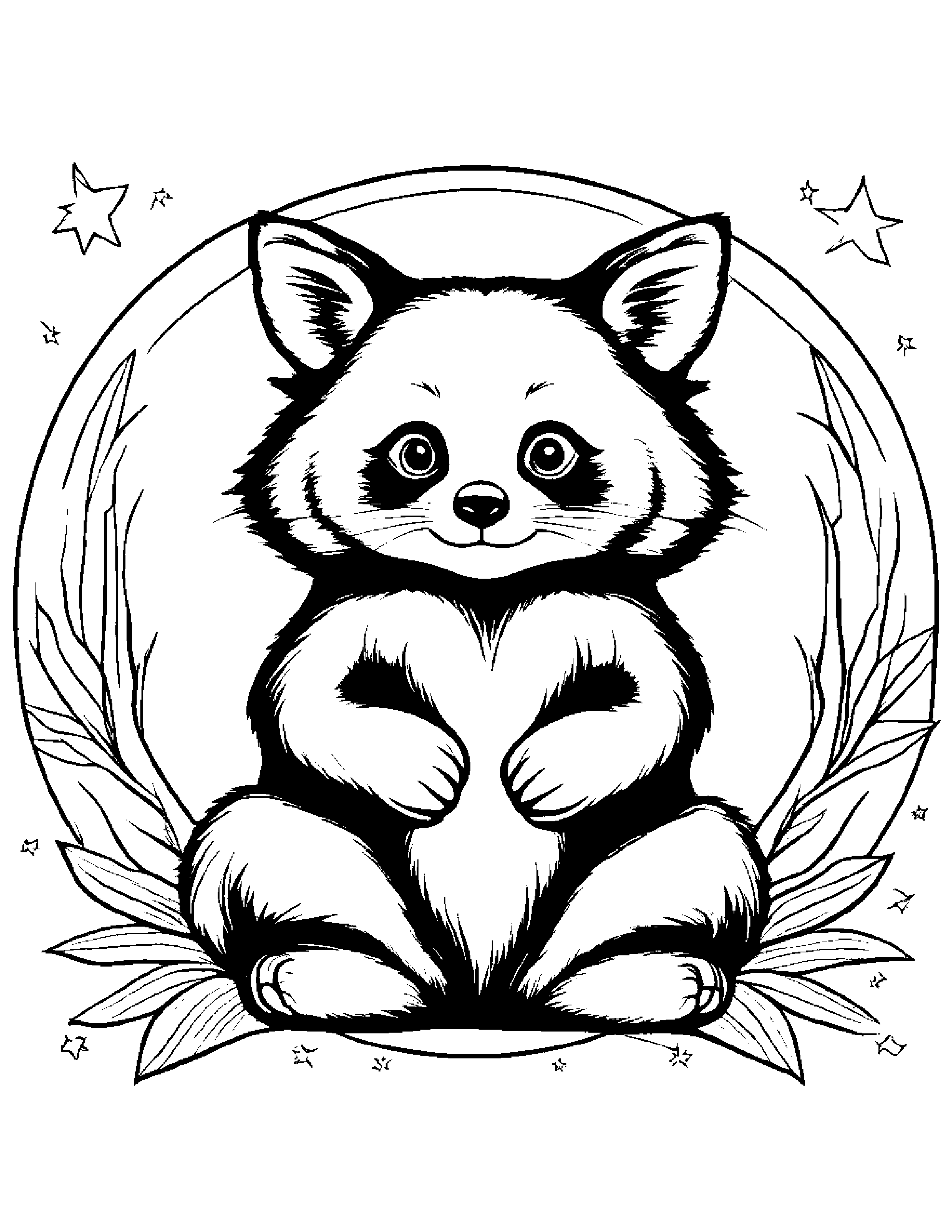 Red Panda Painting A Star #5 Coloring Page (Free Printable PDF)