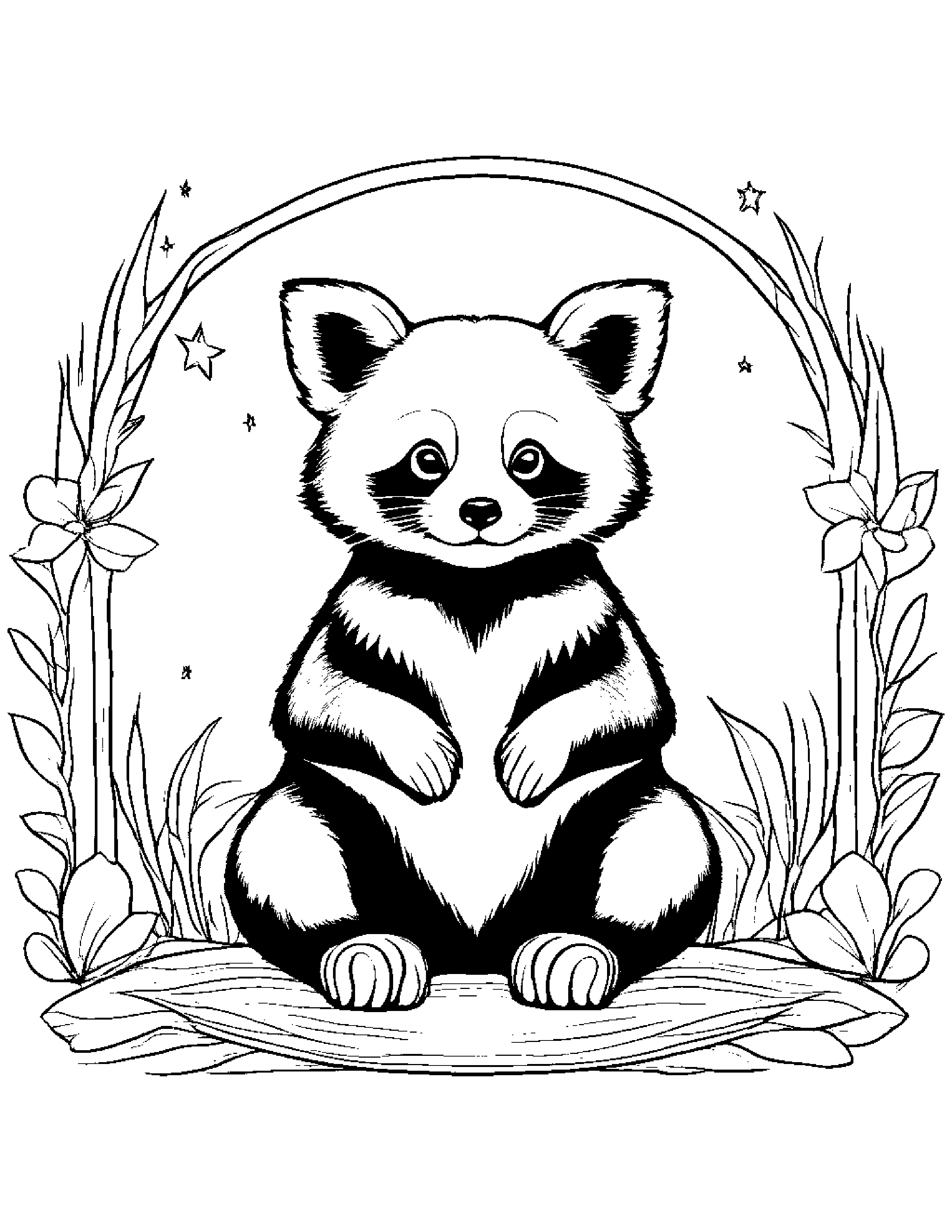 Red Panda Painting A Star Coloring Page (Free Printable PDF)