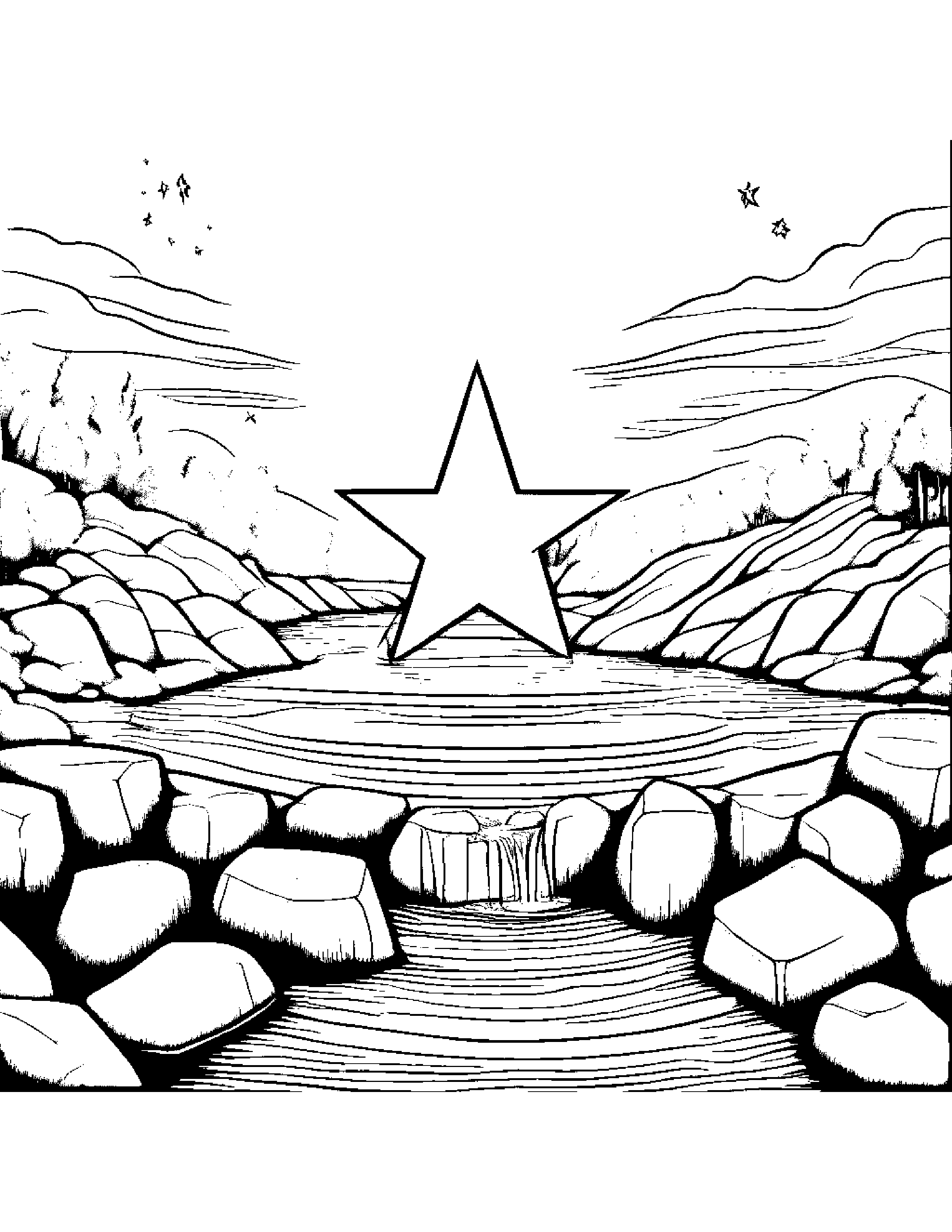 Stack Of Blocks Painting A Star Near A Gentle Stream #2 Coloring Page (Free Printable PDF)