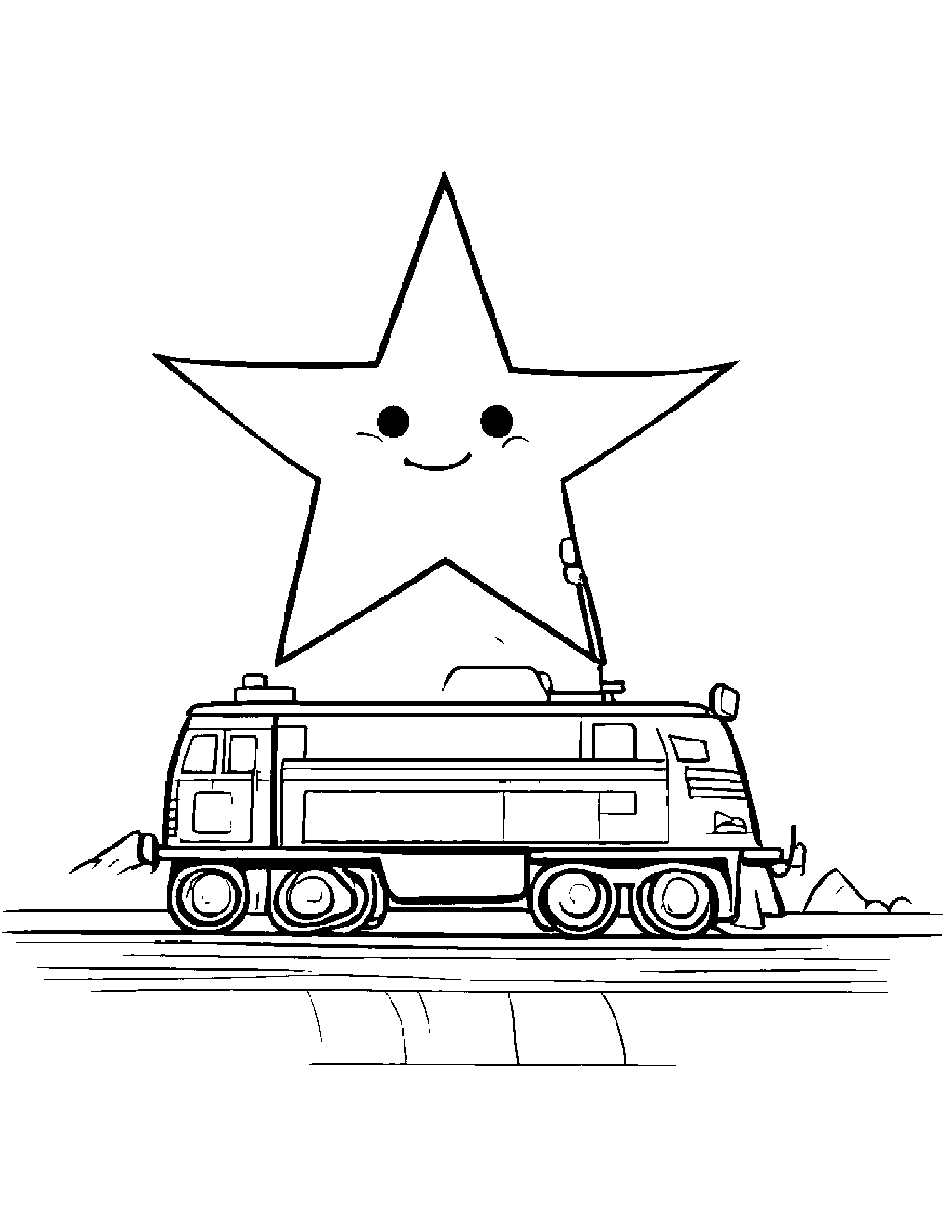 Train Toy Painting A Star #2 Coloring Page (Free Printable PDF)