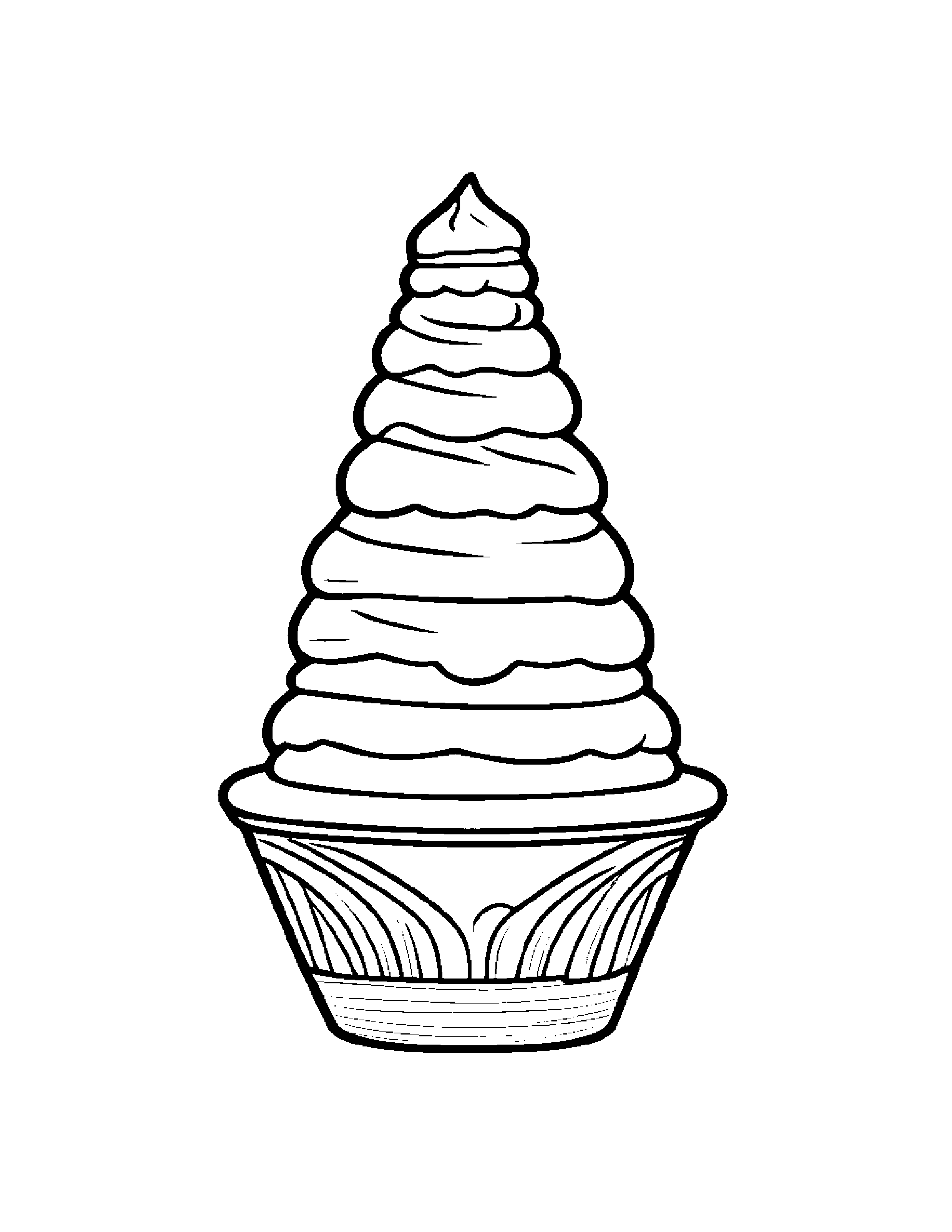 Tiny Ice Cream Cone Wearing A Hat Coloring Page (Free Printable PDF)