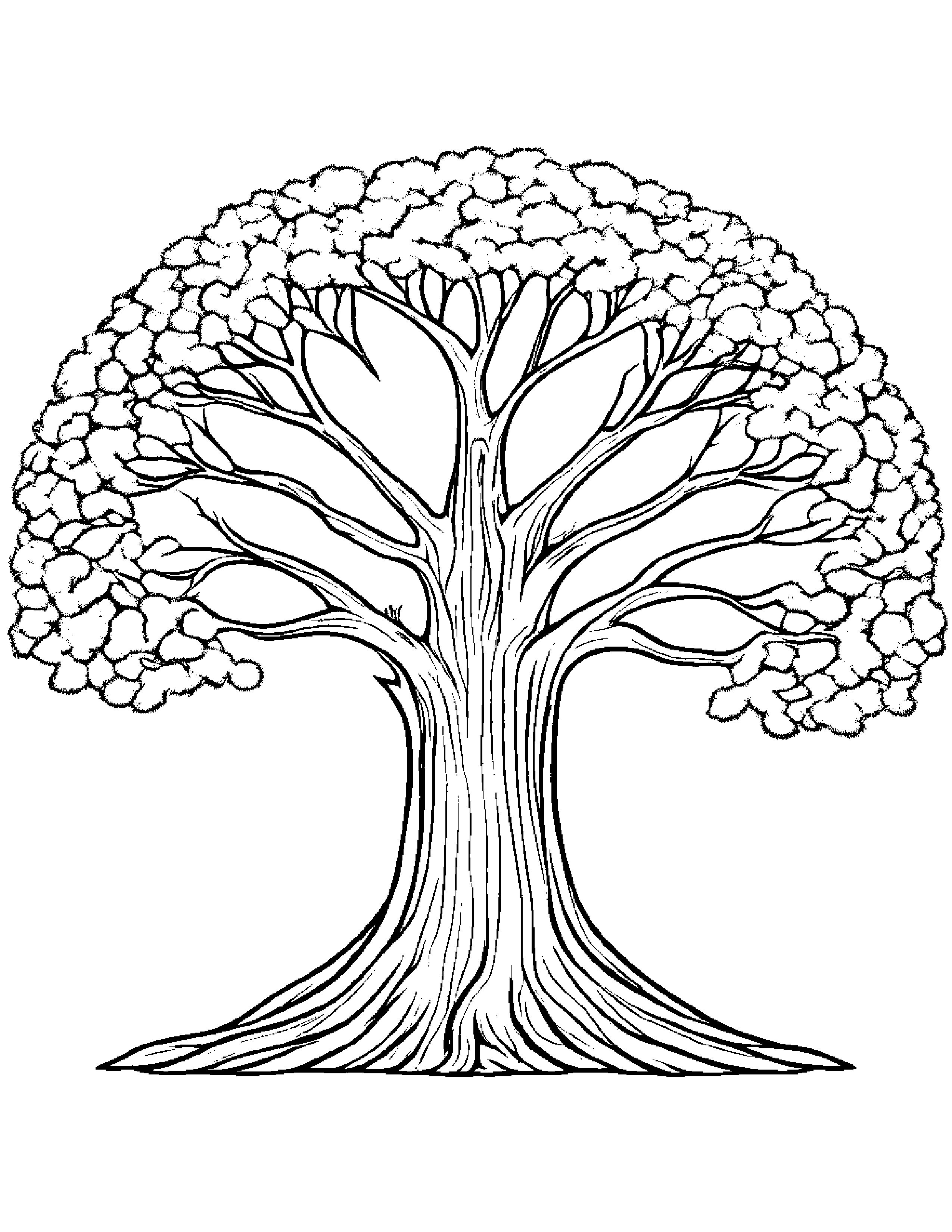Tree With Scarf #2 Coloring Page (Free Printable PDF)