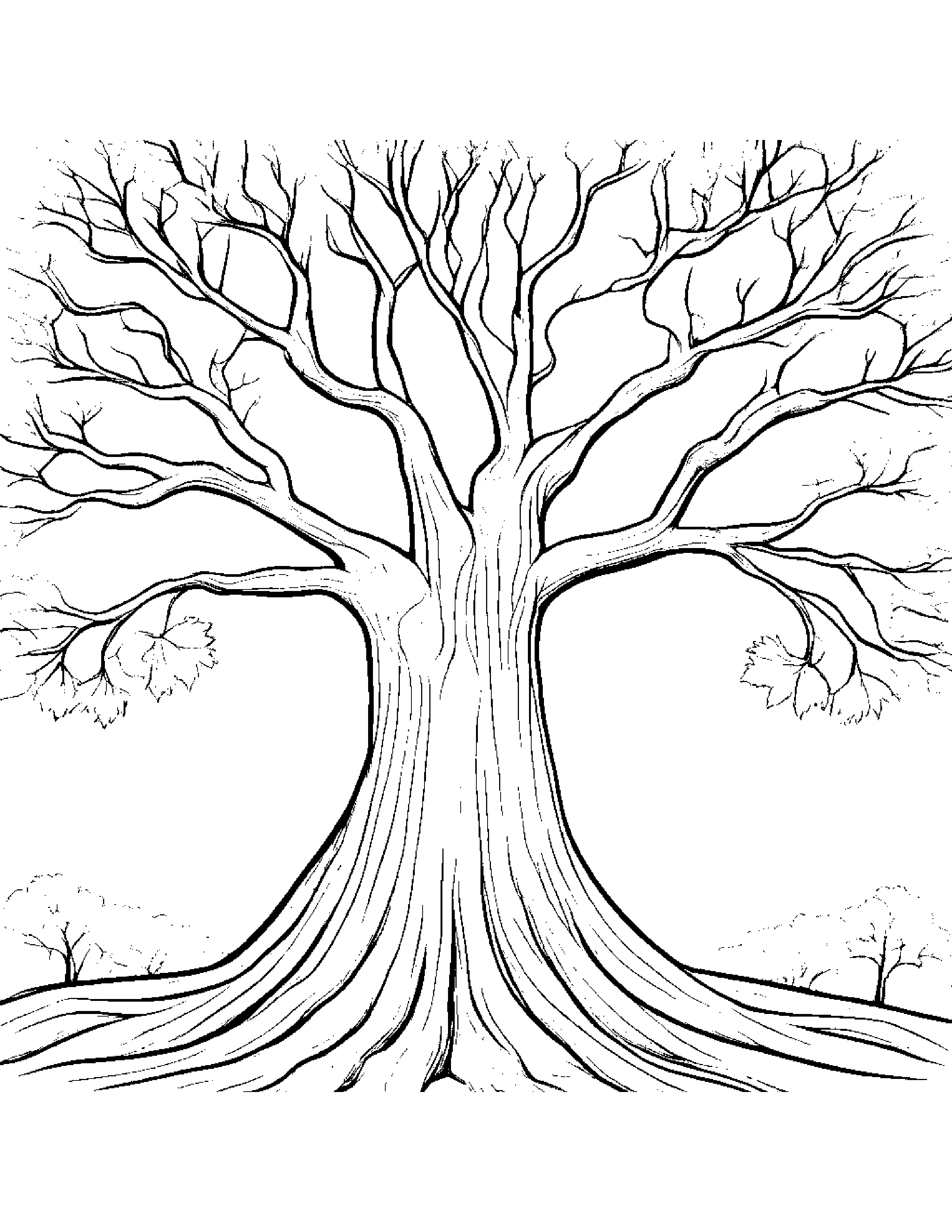 Tree With Scarf Coloring Page (Free Printable PDF)