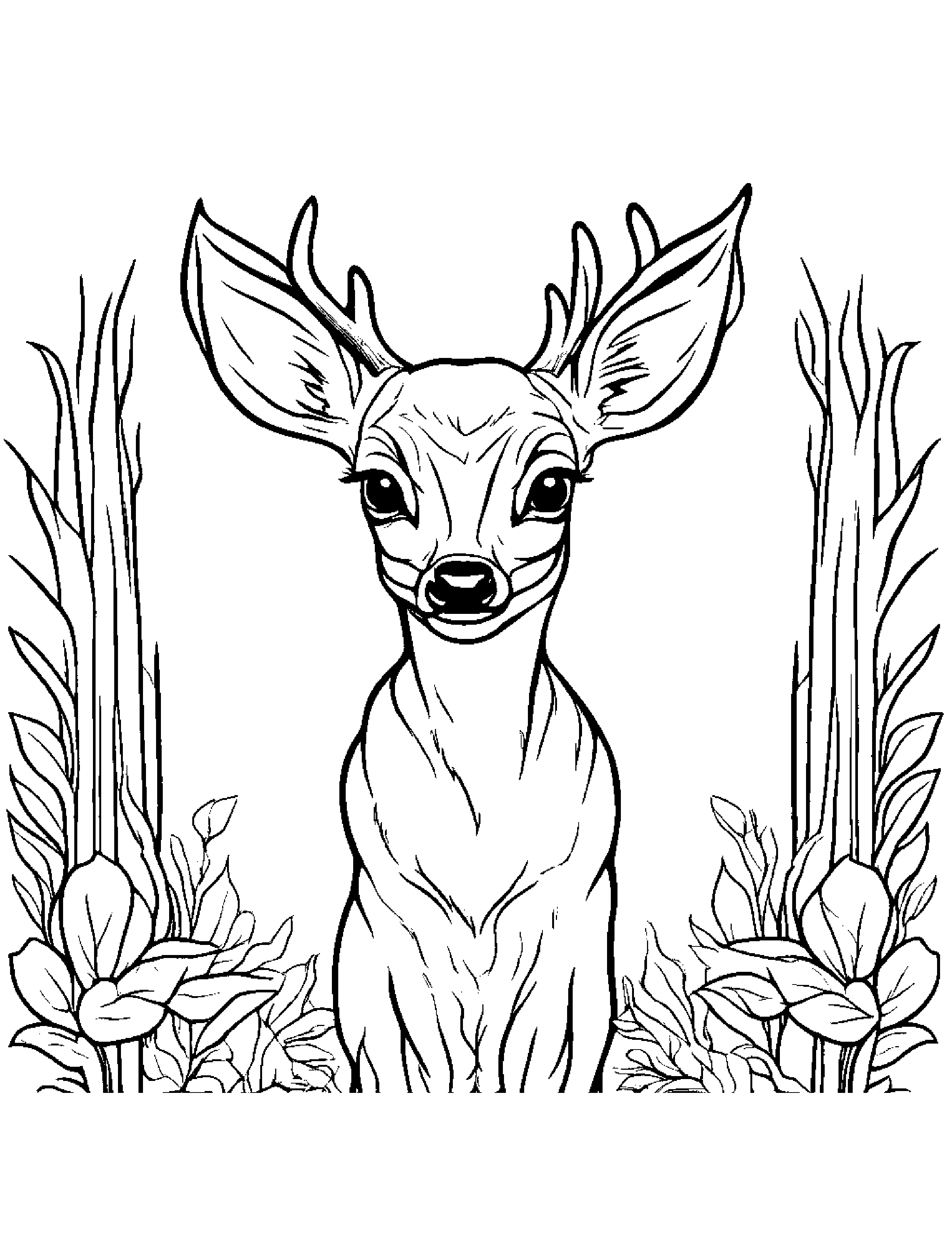 Deer Fawn #2 Coloring Page (Free Printable PDF)
