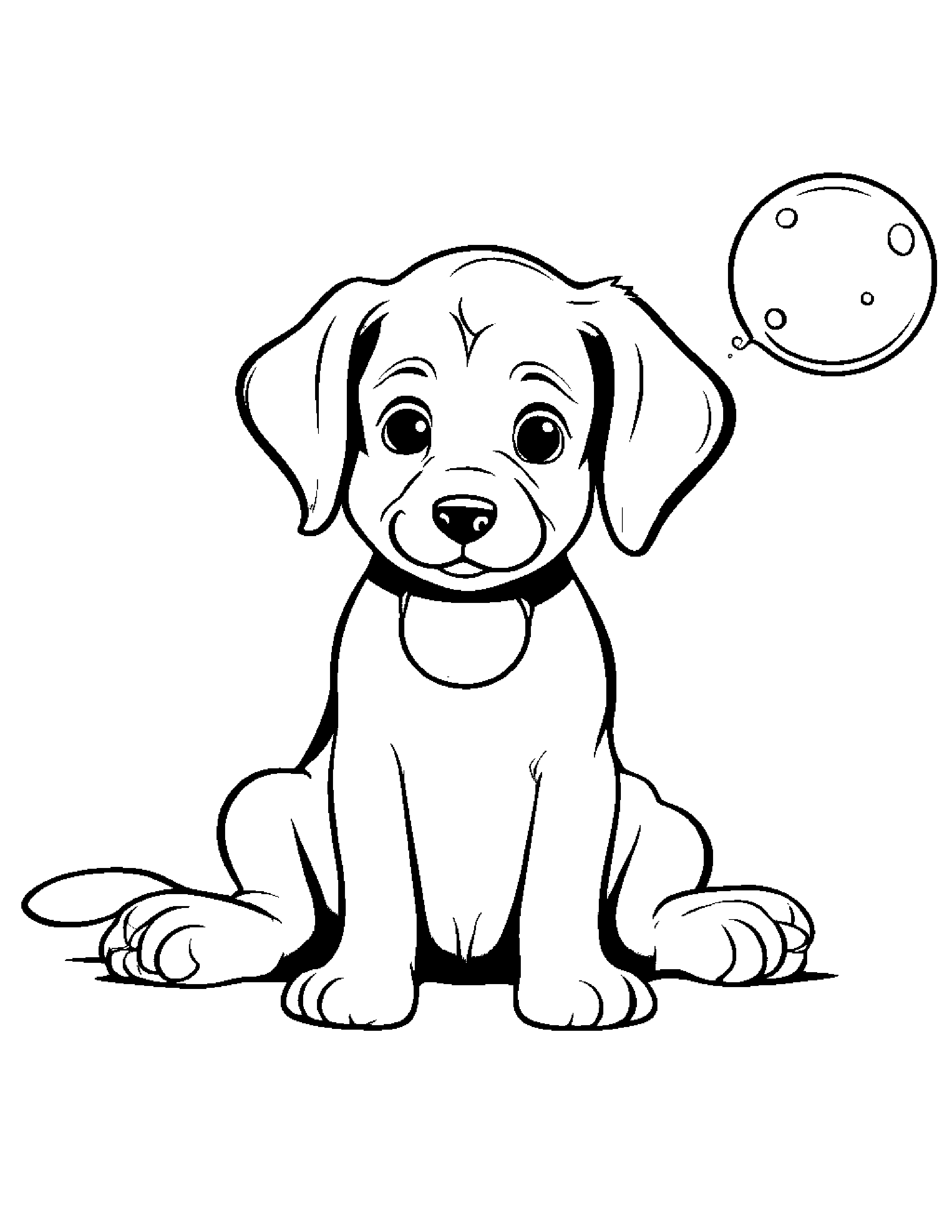Puppy Blowing Bubbles Coloring Page (Free Printable PDF)