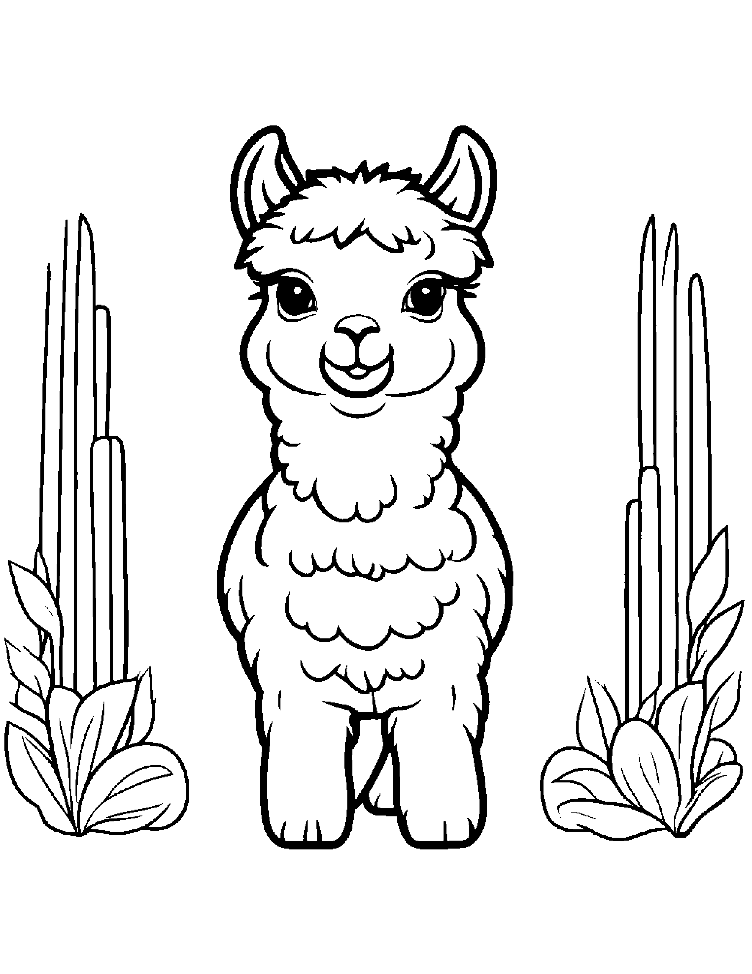 Tiny Alpaca #2 Coloring Page (Free Printable PDF)