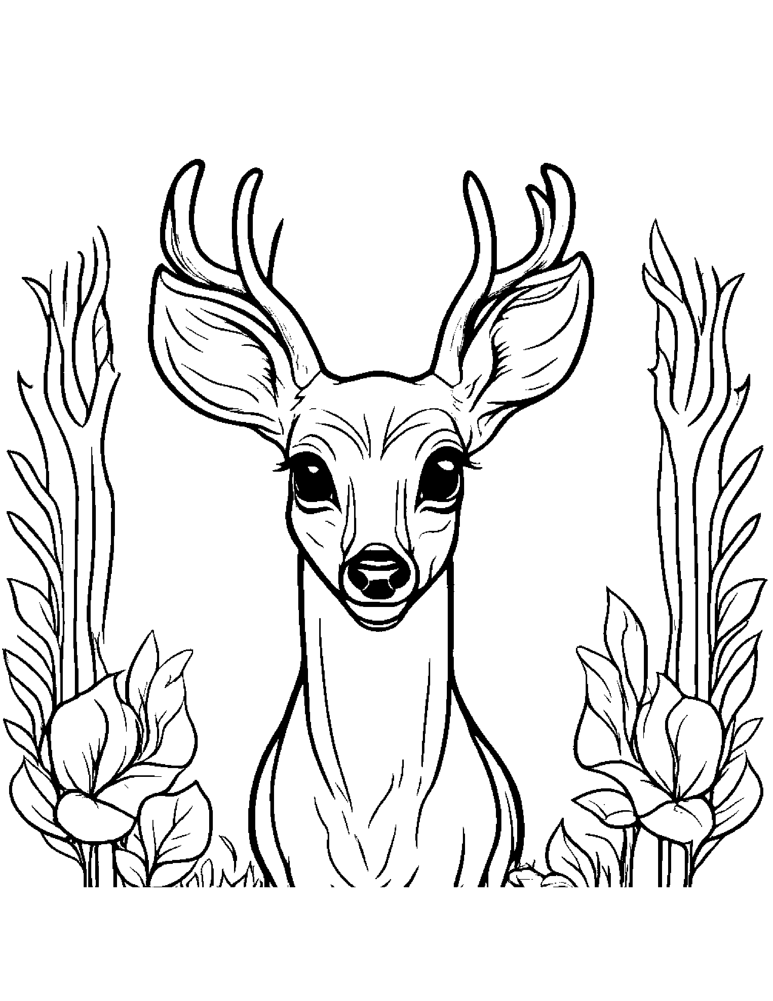 Happy Deer Fawn #2 Coloring Page (Free Printable PDF)