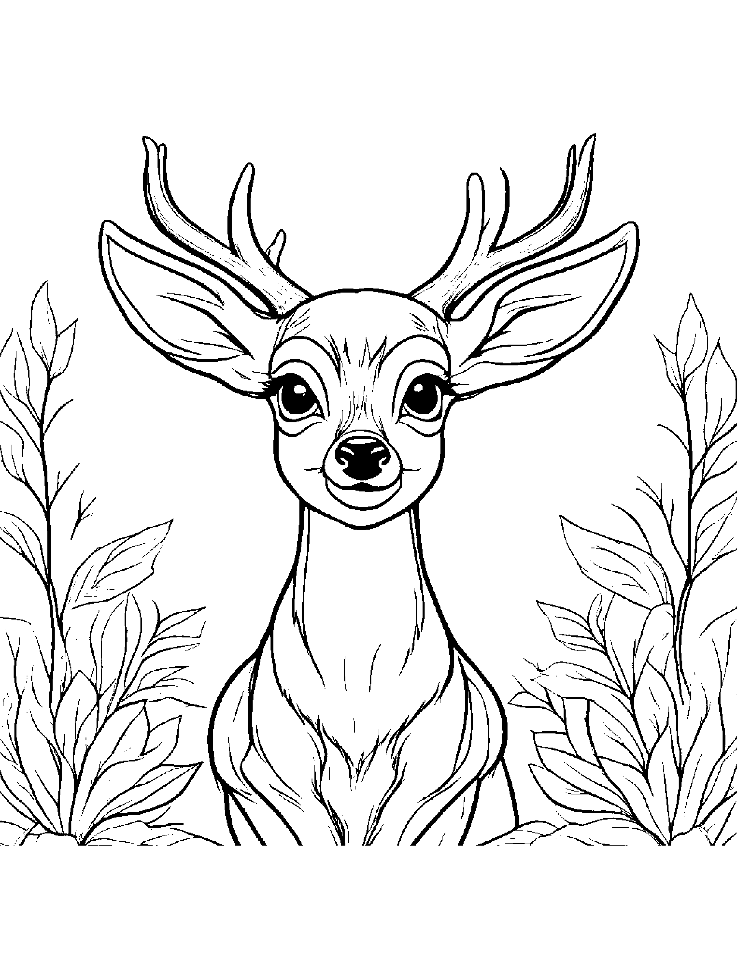 Happy Deer Fawn Coloring Page (Free Printable PDF)