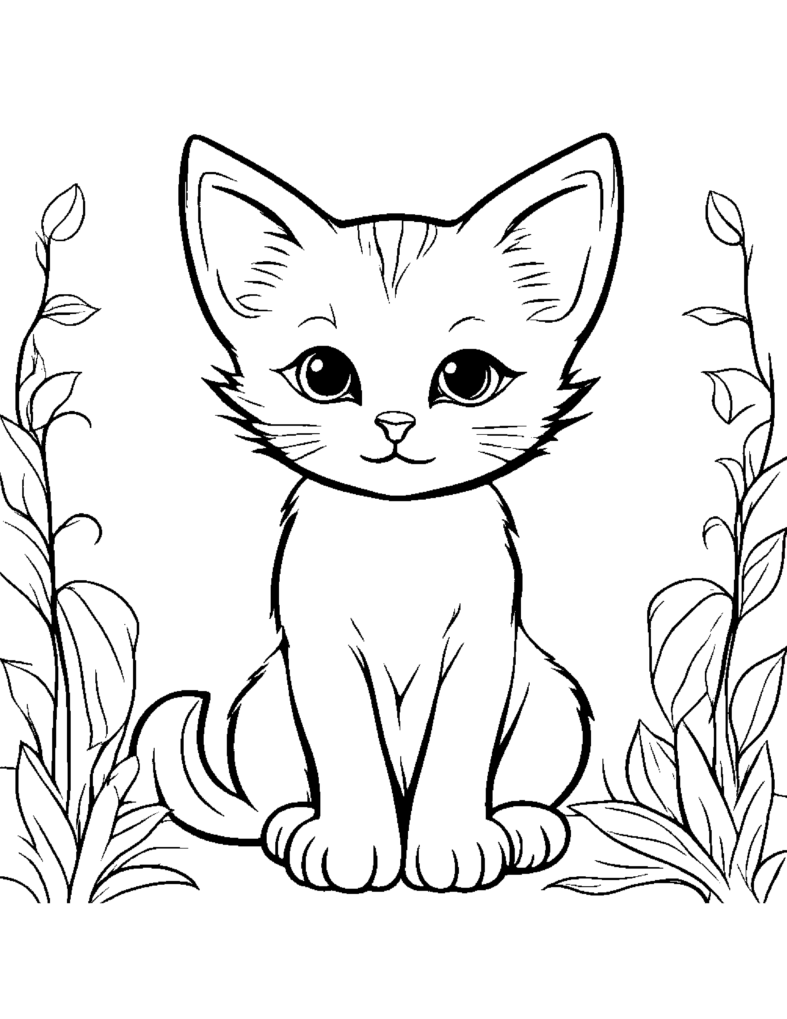 Happy Kitten Coloring Page (Free Printable PDF)