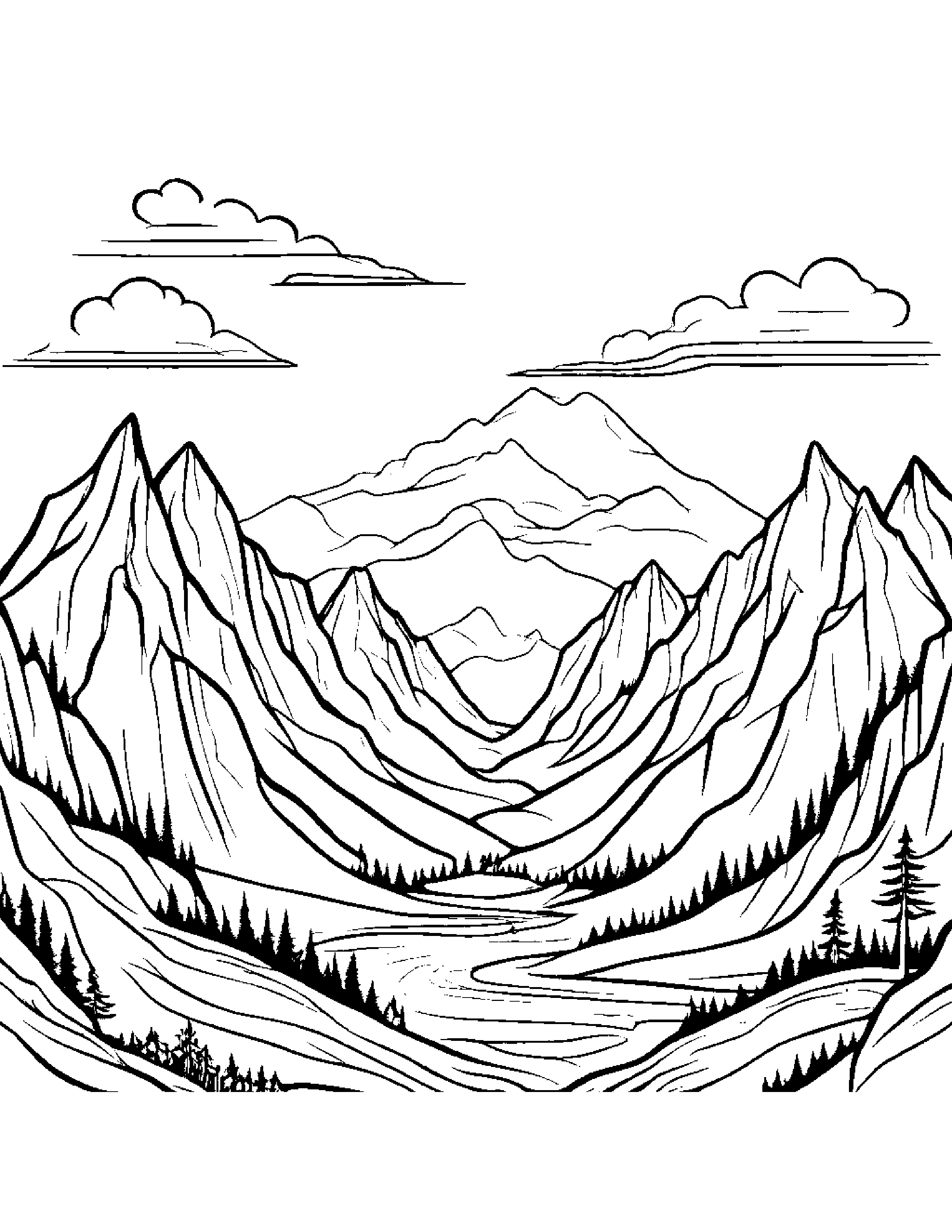 Sleepy Mountain With A Bow #2 Coloring Page (Free Printable PDF)