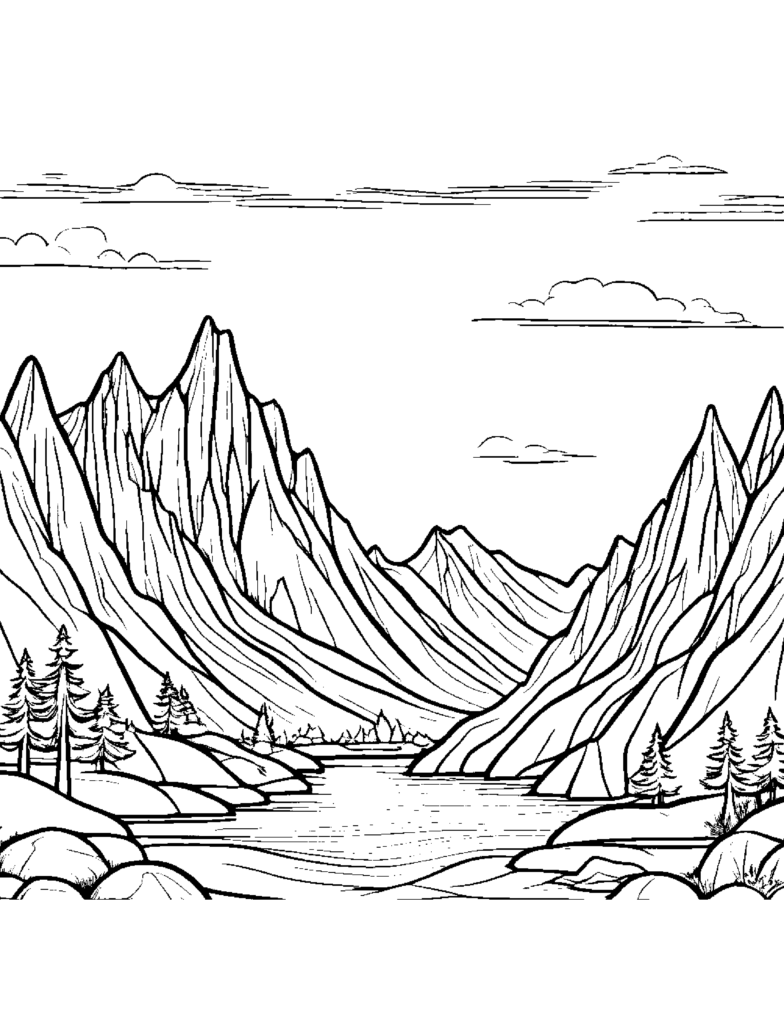Sleepy Mountain With A Bow Coloring Page (Free Printable PDF)
