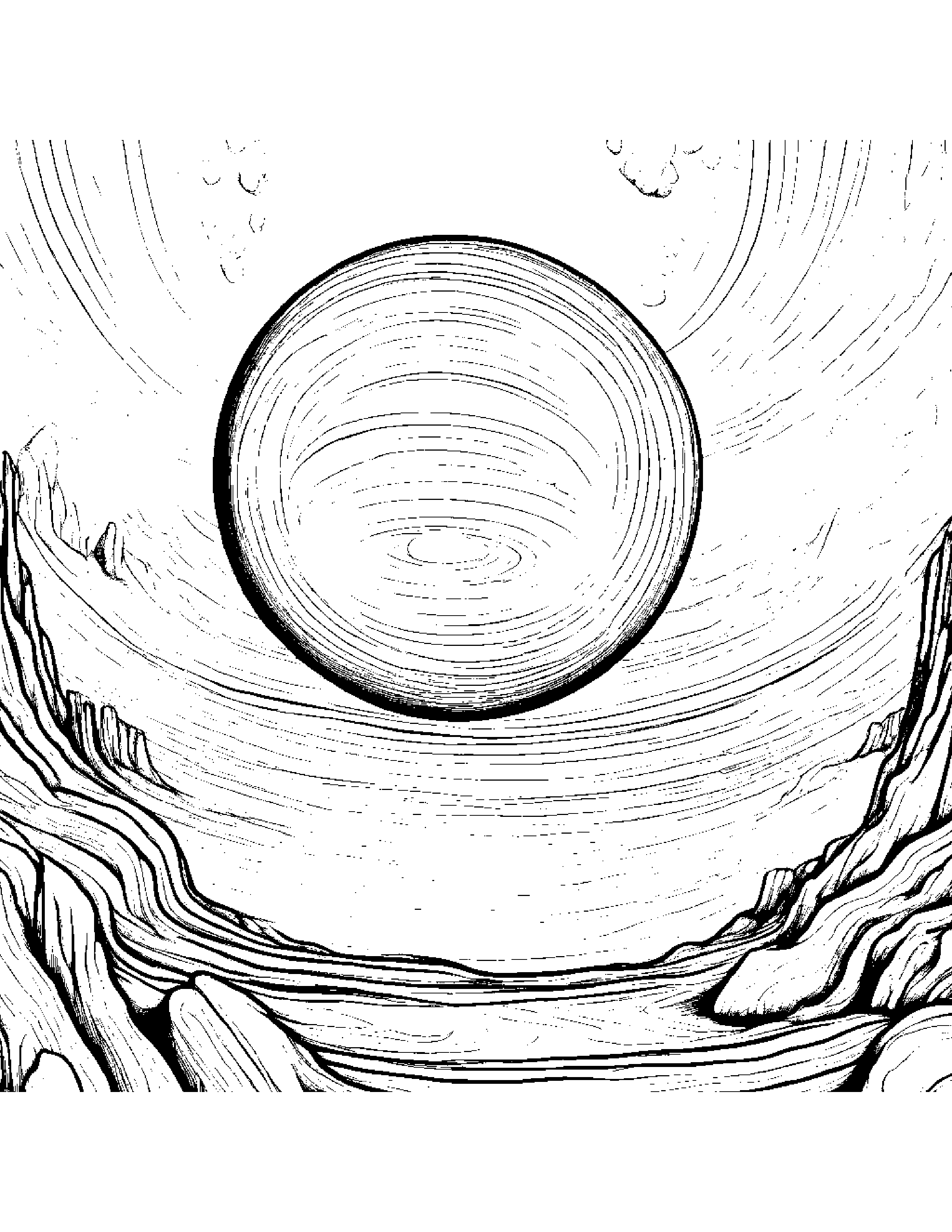 A Jupiter-Like Gas Giant Planet Surrounded By Its Rings Of Ice And Rocky Debris Coloring Page (Free Printable PDF)