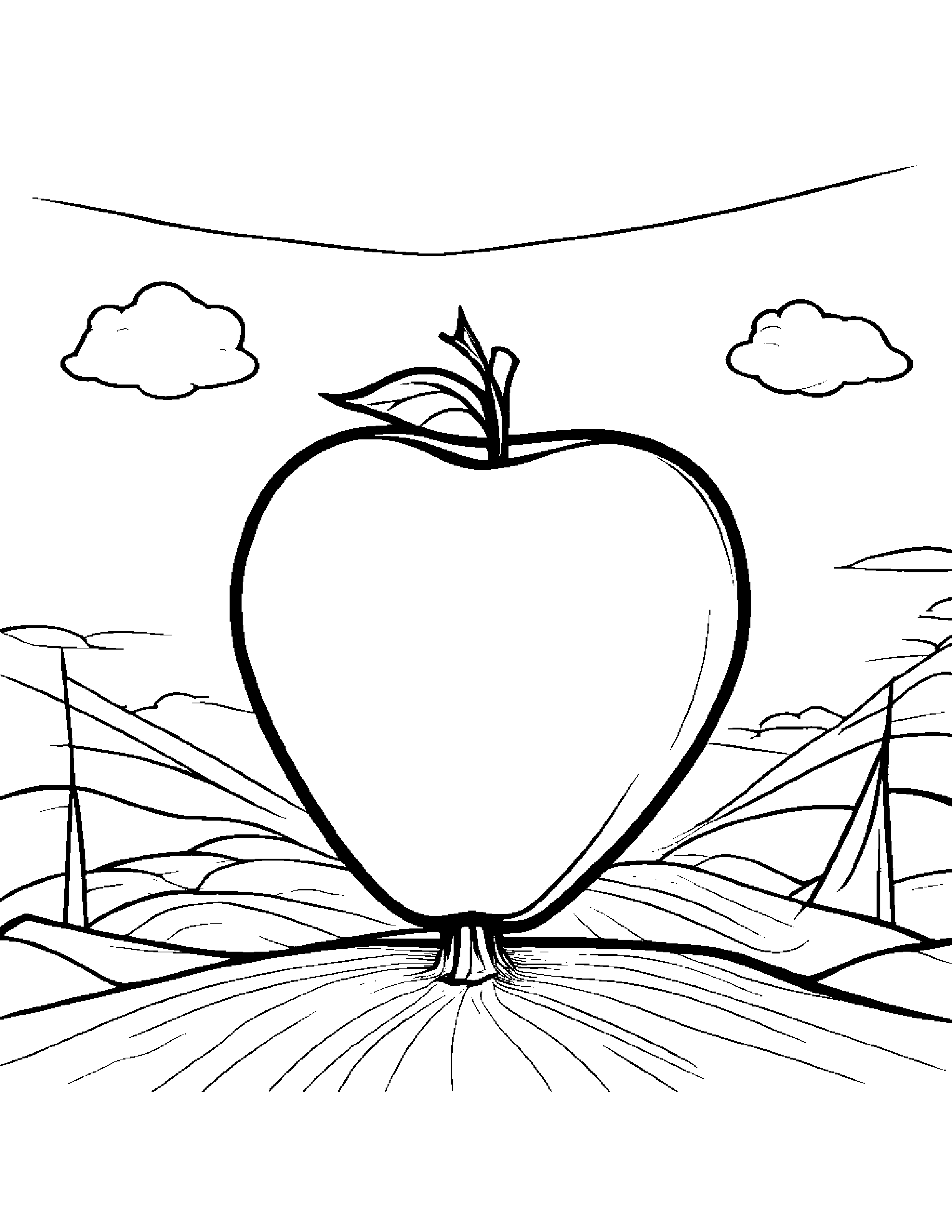 Tiny Apple With A Kite Coloring Page (Free Printable PDF)