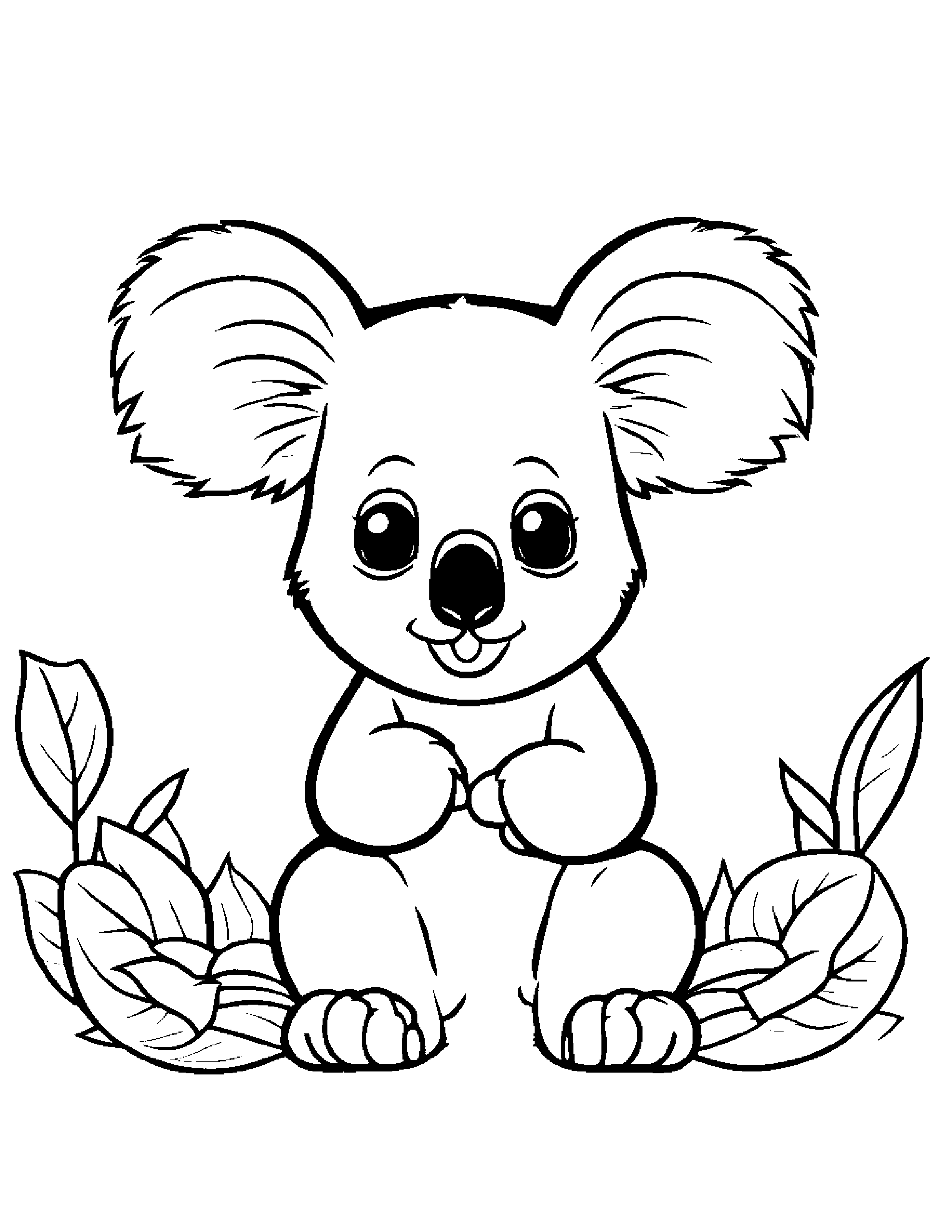 Little Koala With A Bow #2 Coloring Page (Free Printable PDF)