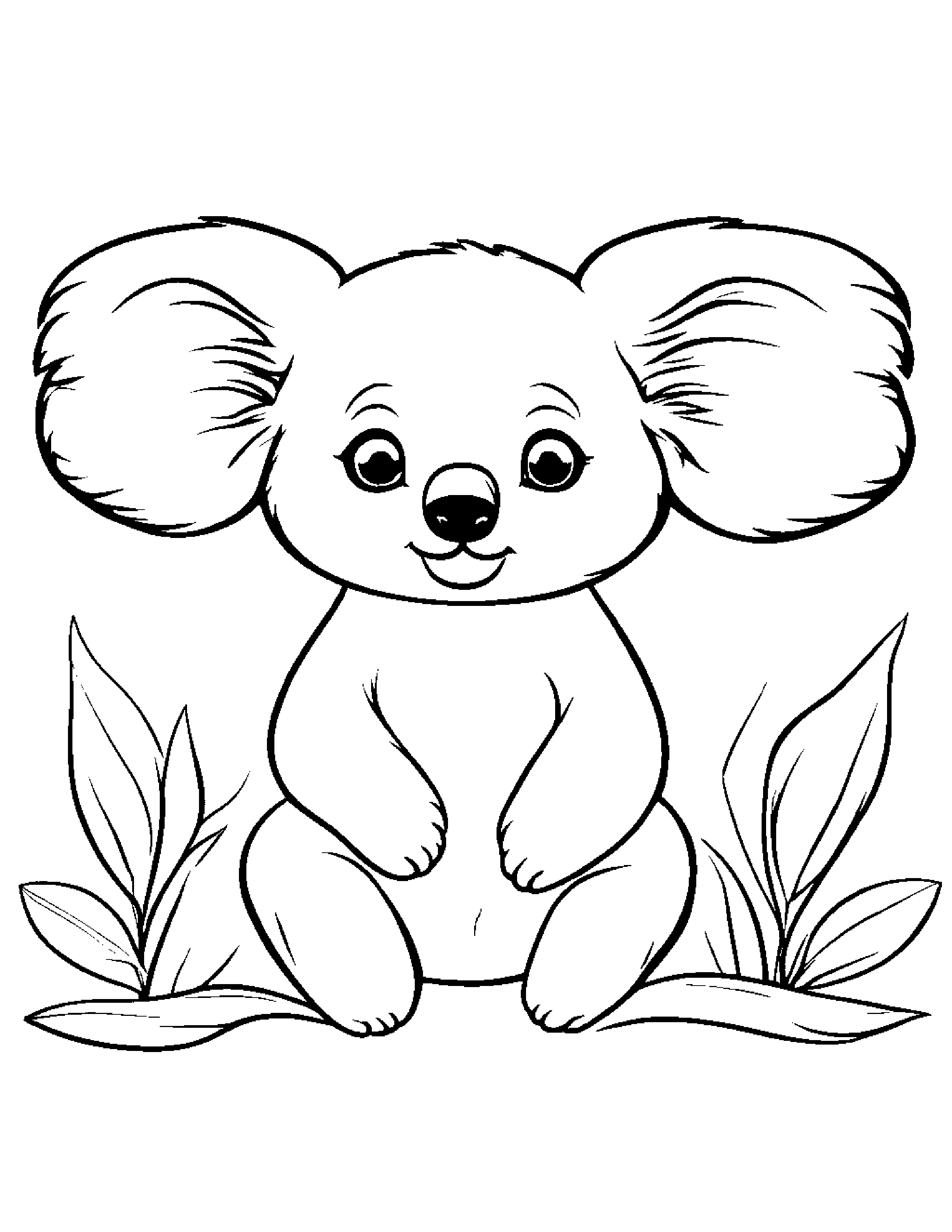 Little Koala With A Bow Coloring Page (Free Printable PDF)