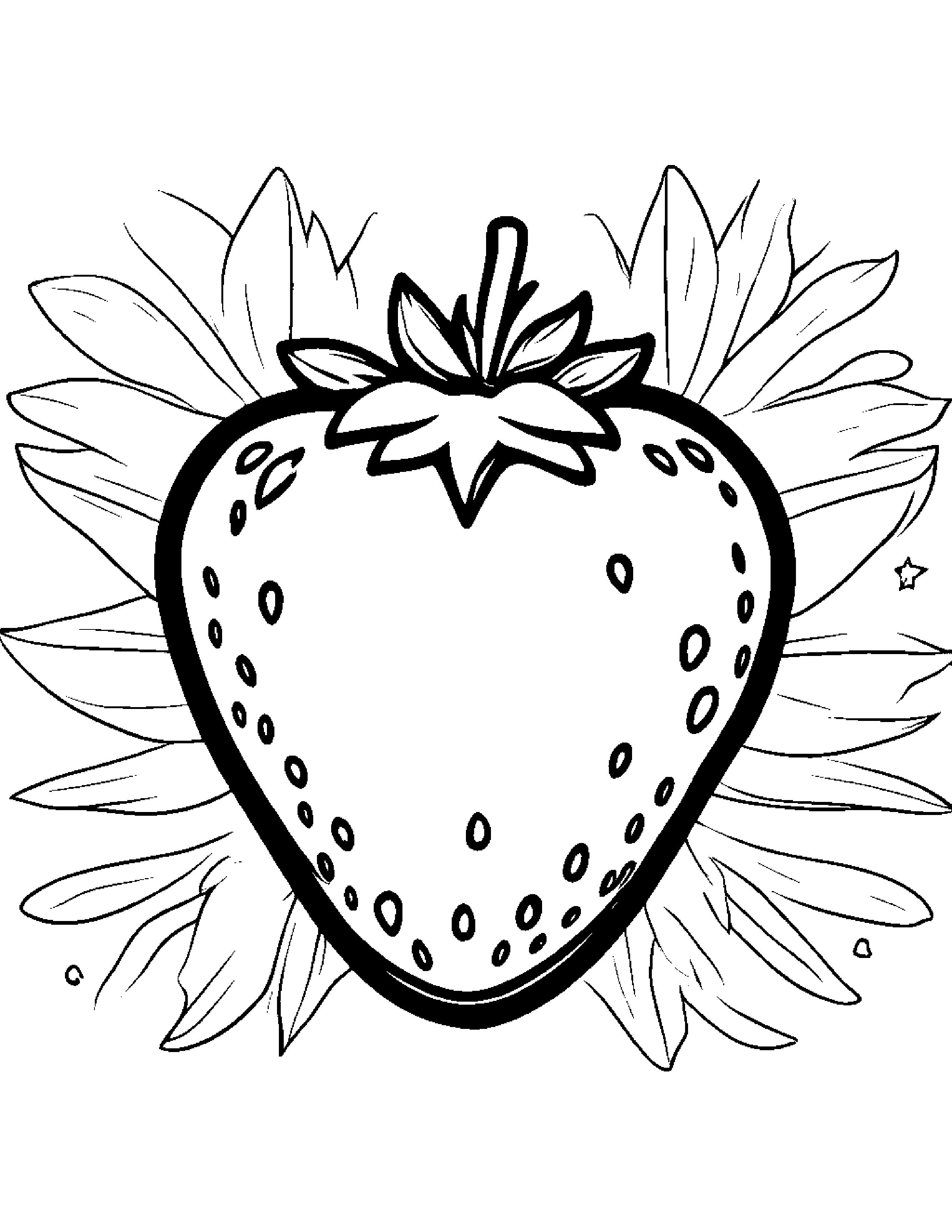 Strawberry With A Star Coloring Page (Free Printable PDF)