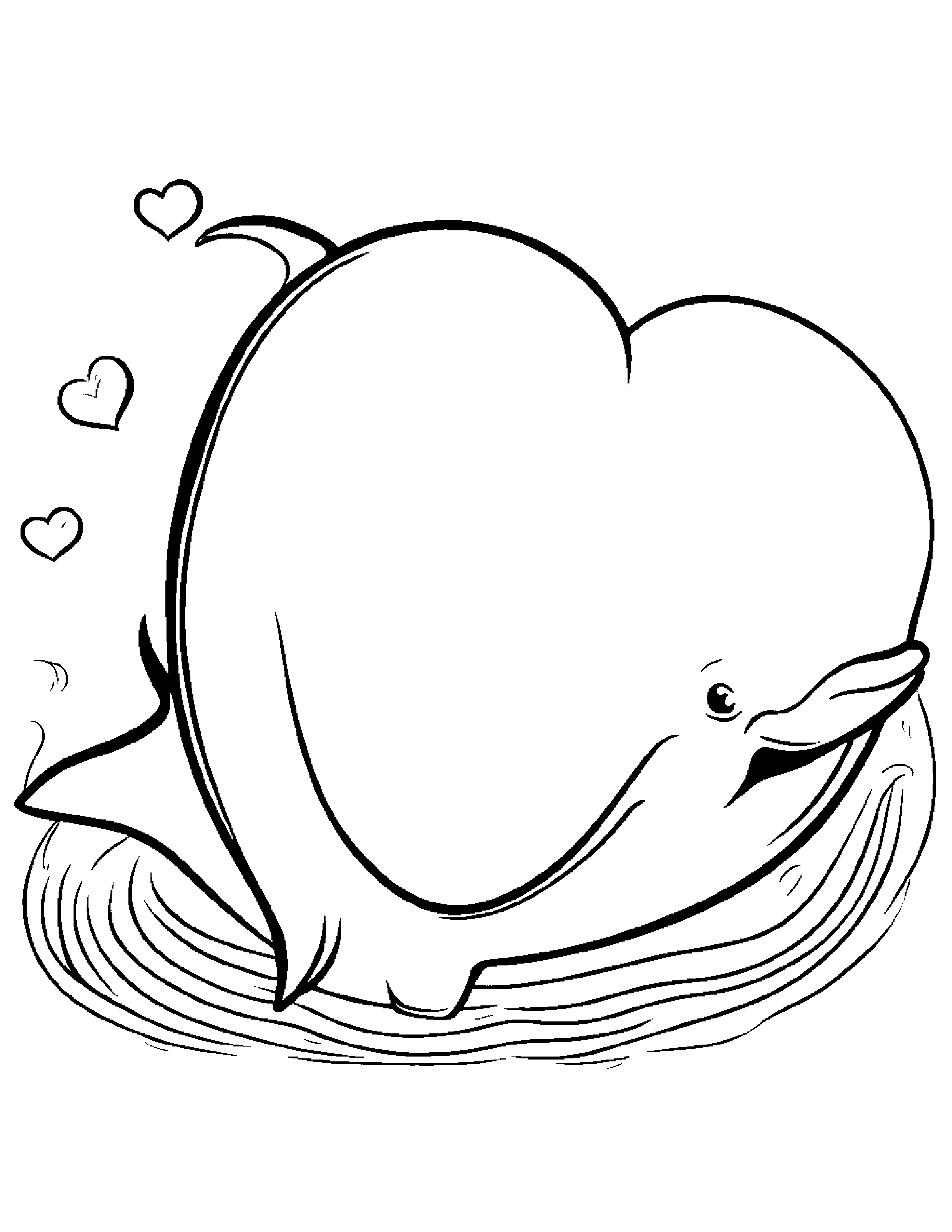 Happy Dolphin Hugging A Heart #2 Coloring Page (Free Printable PDF)