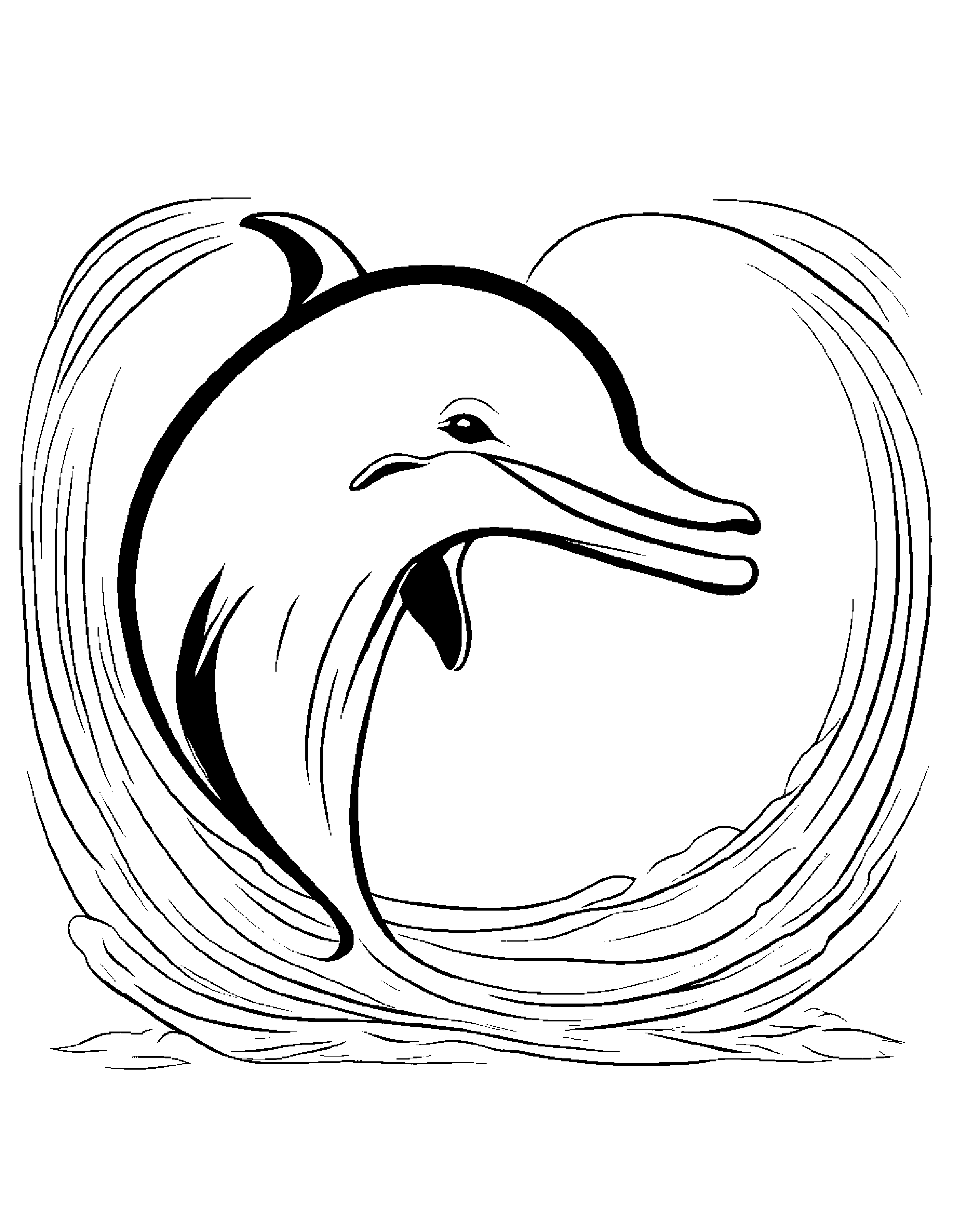 Happy Dolphin Hugging A Heart #3 Coloring Page (Free Printable PDF)