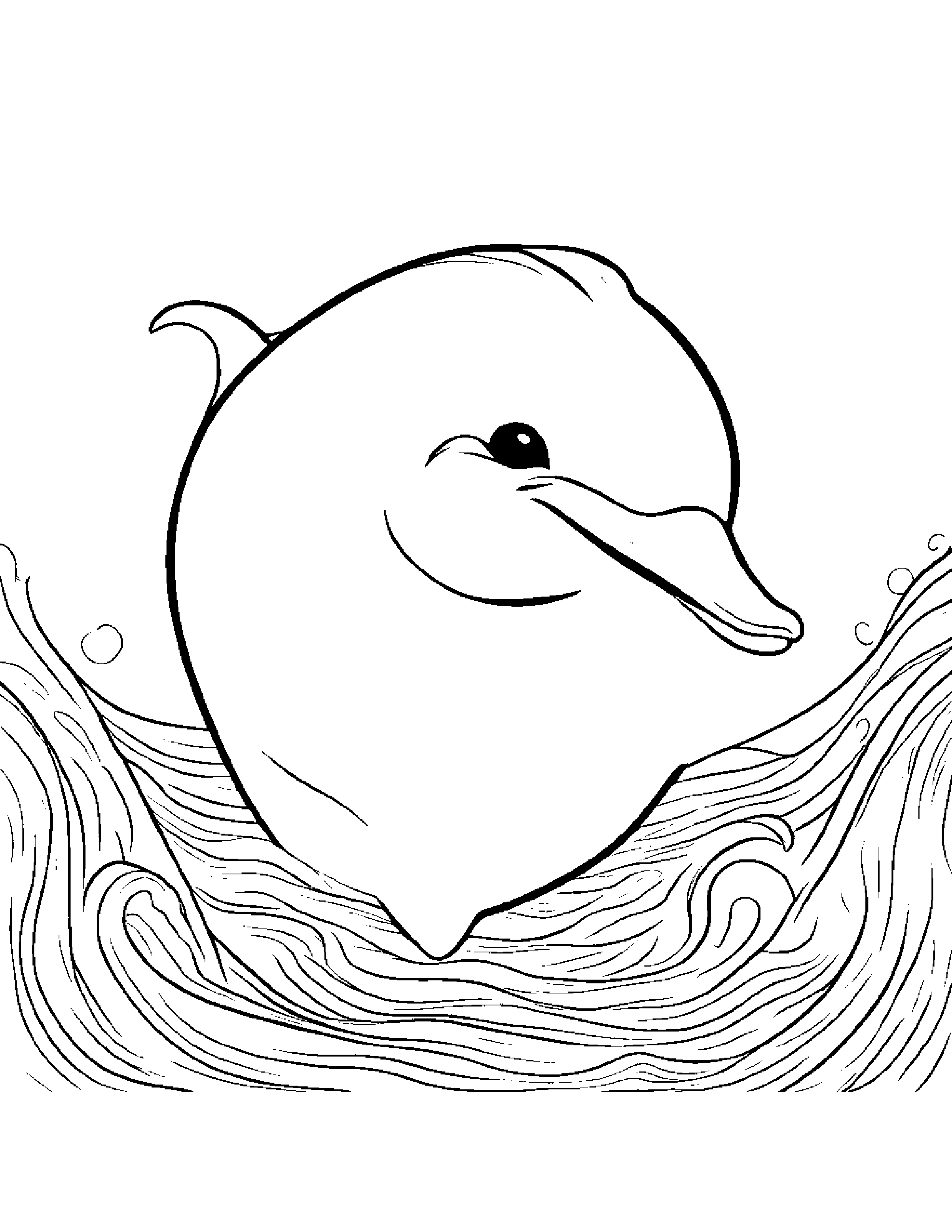 Happy Dolphin Hugging A Heart Coloring Page (Free Printable PDF)