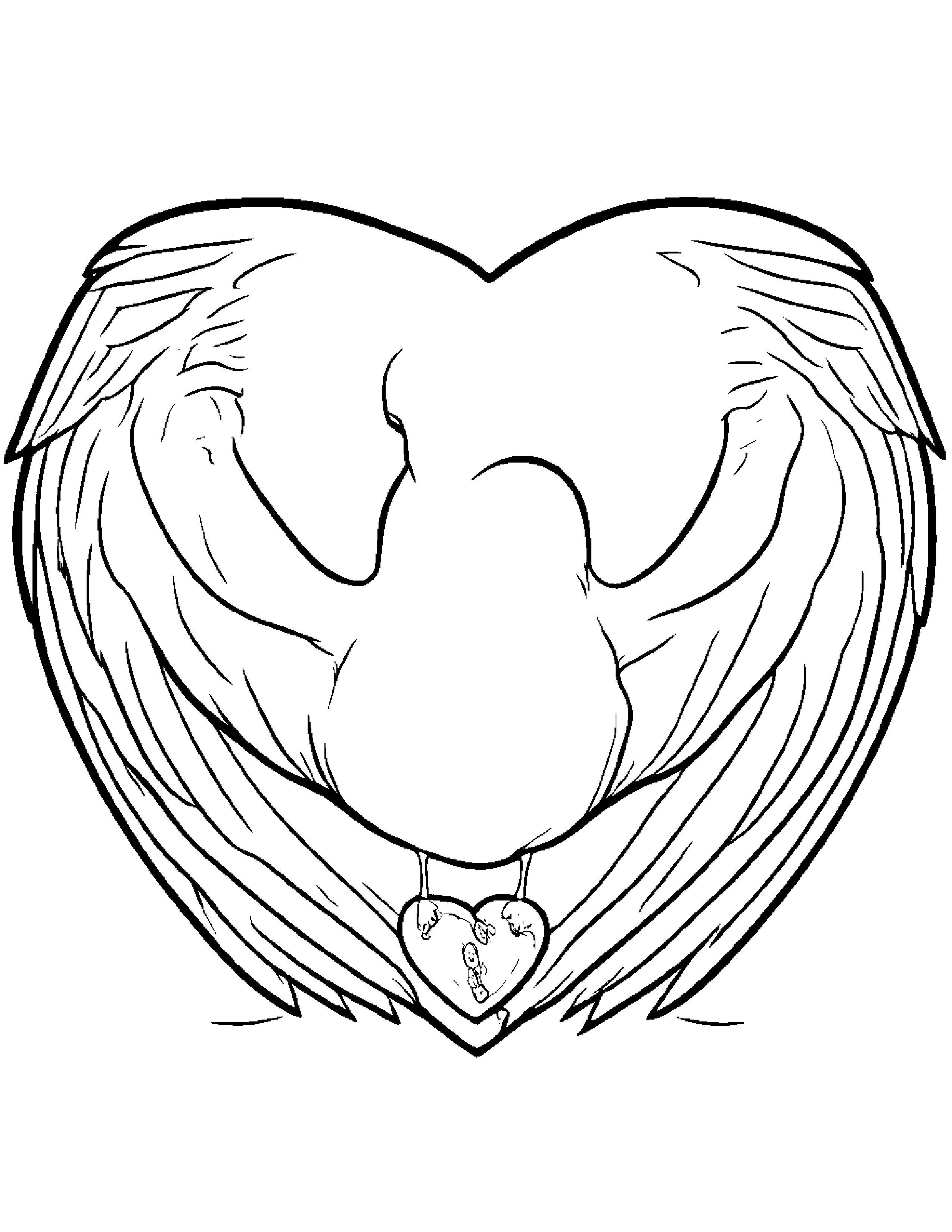 Seagull Hugging A Heart #2 Coloring Page (Free Printable PDF)