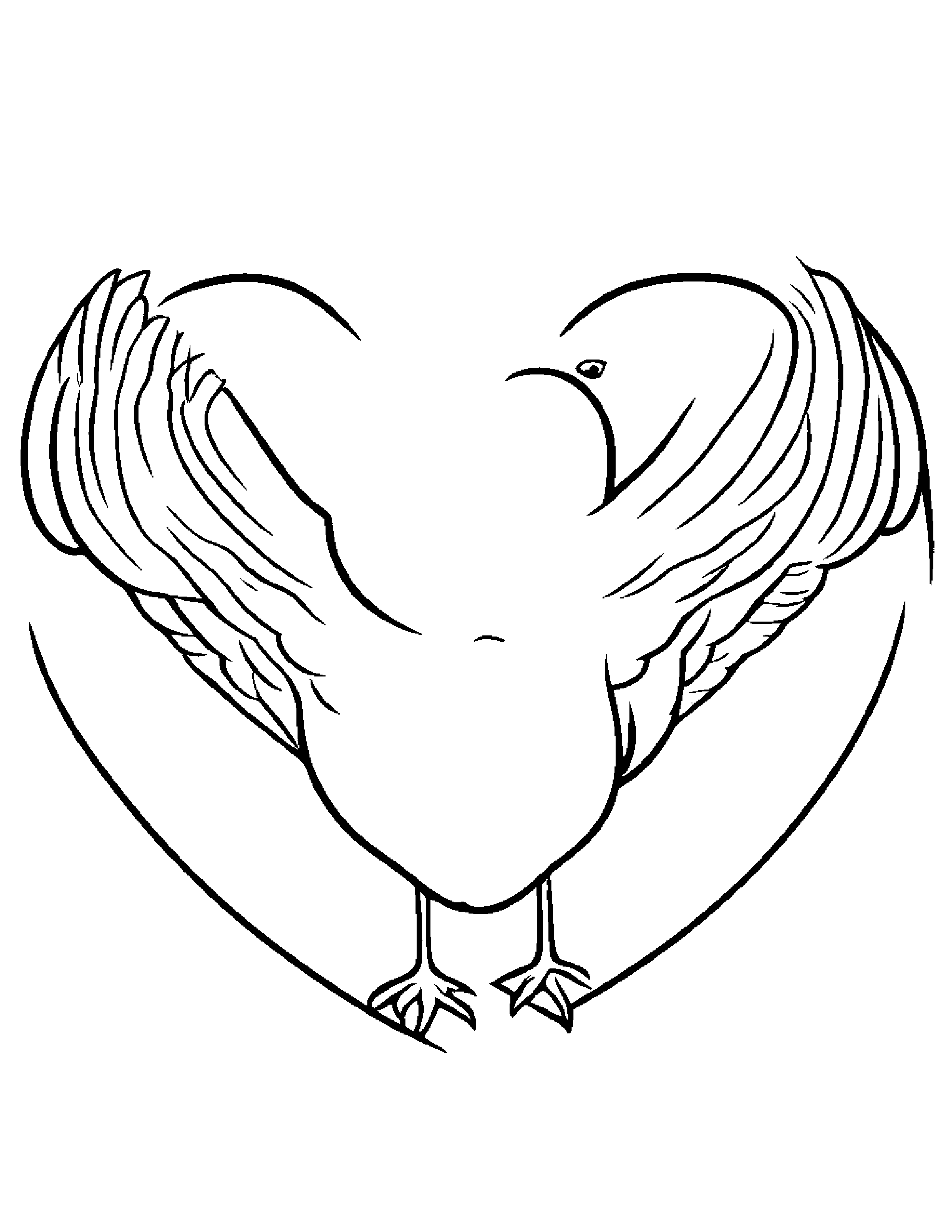 Seagull Hugging A Heart #3 Coloring Page (Free Printable PDF)
