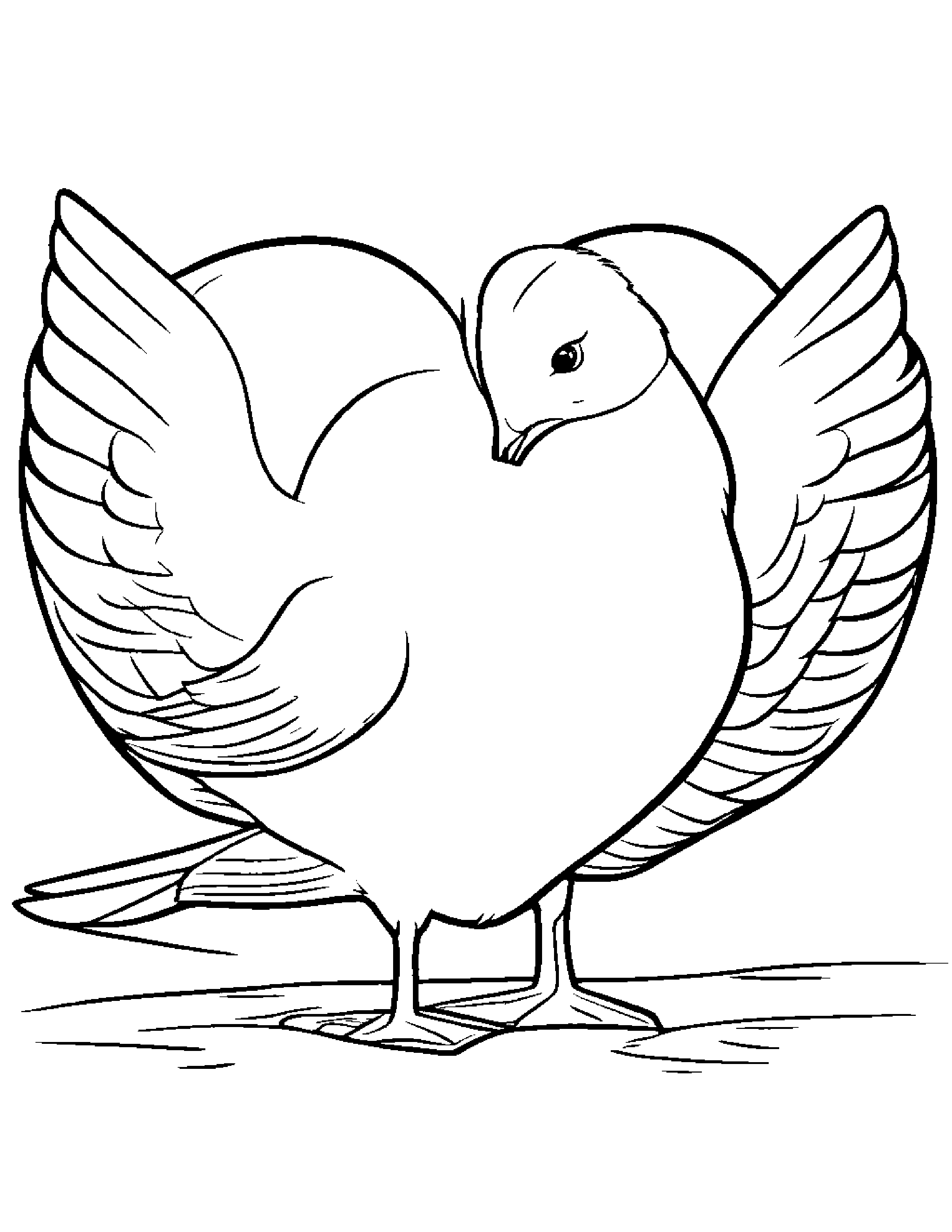 Seagull Hugging A Heart Coloring Page (Free Printable PDF)