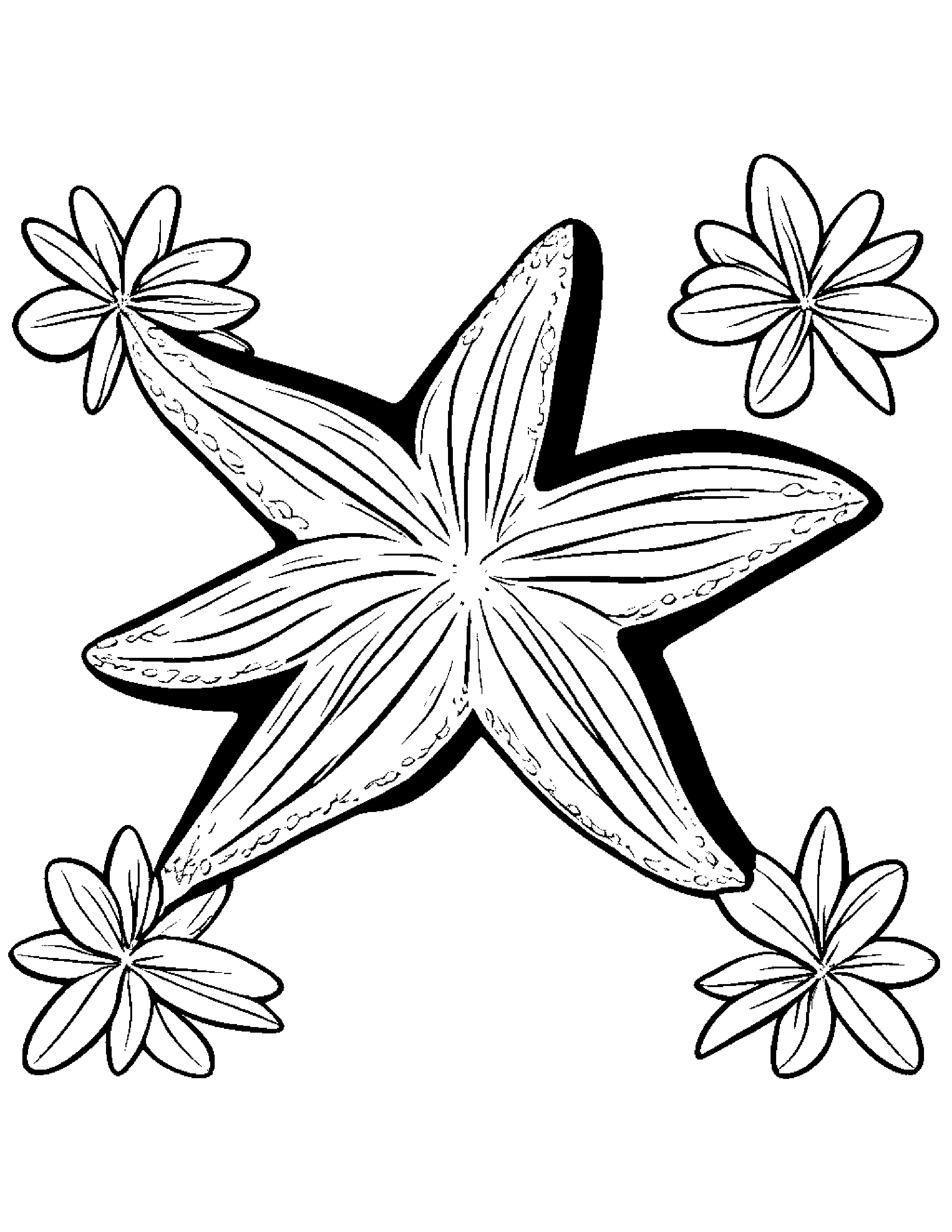 Starfish With A Bow #3 Coloring Page (Free Printable PDF)