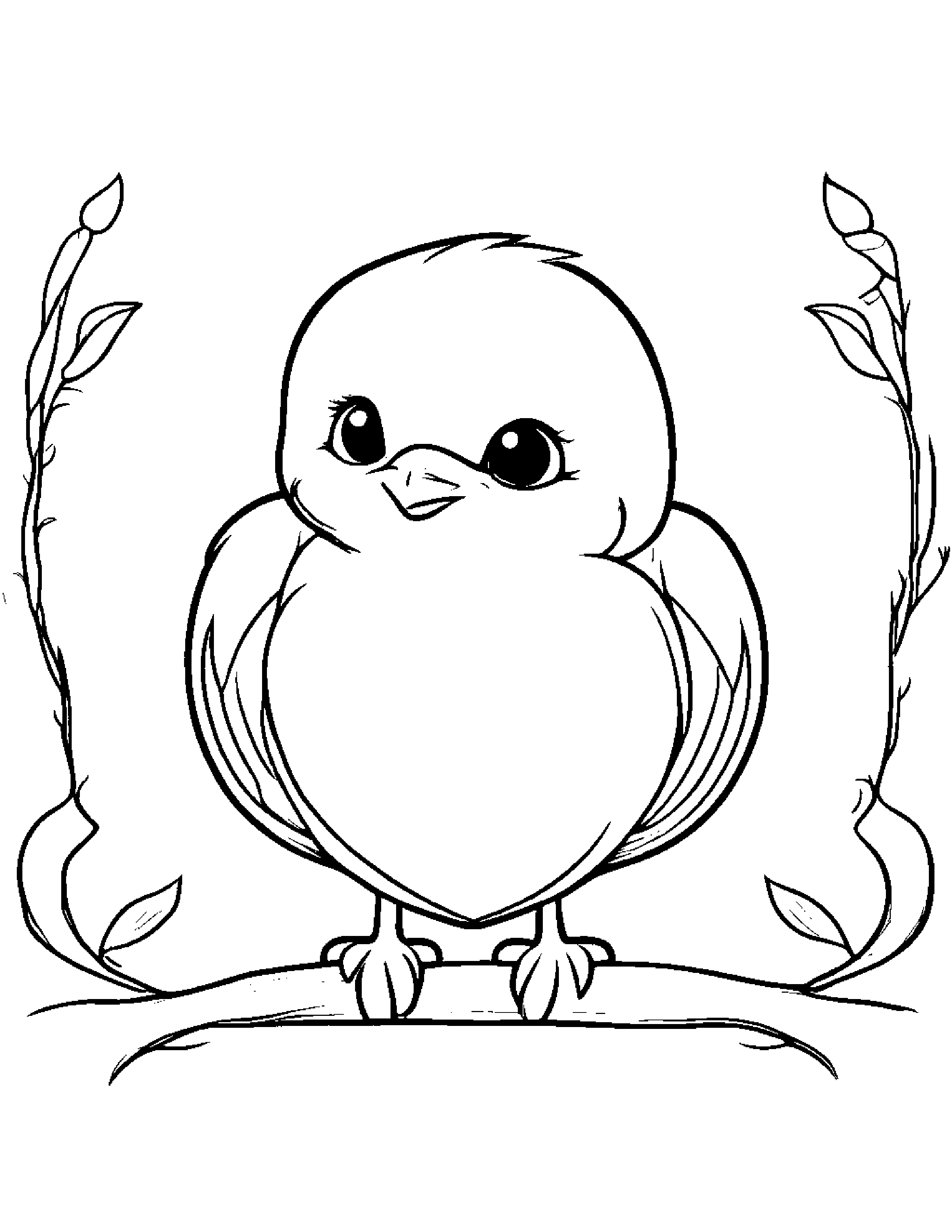 Baby Bluebird Hugging A Heart Coloring Page (Free Printable PDF)