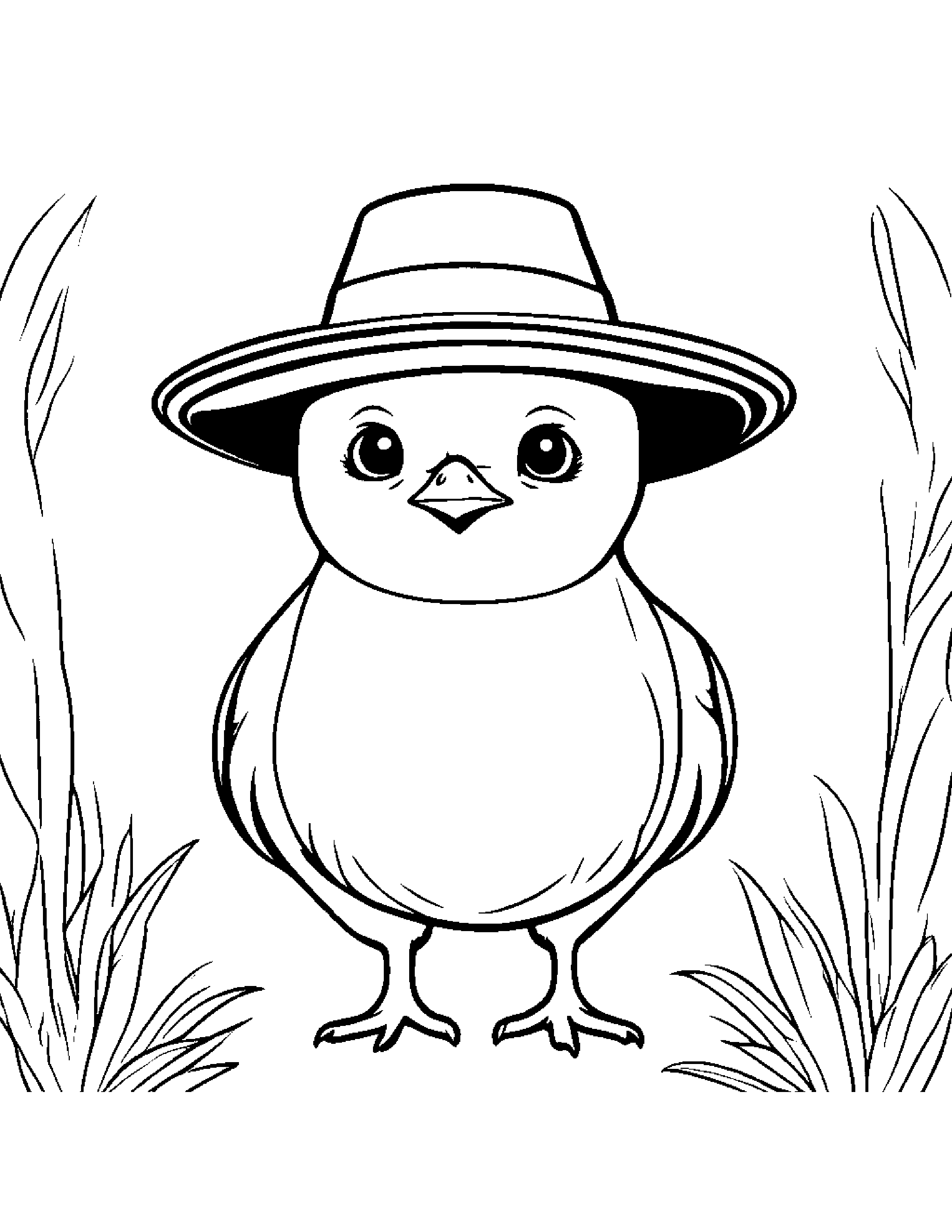 Chick Wearing A Hat Coloring Page (Free Printable PDF)