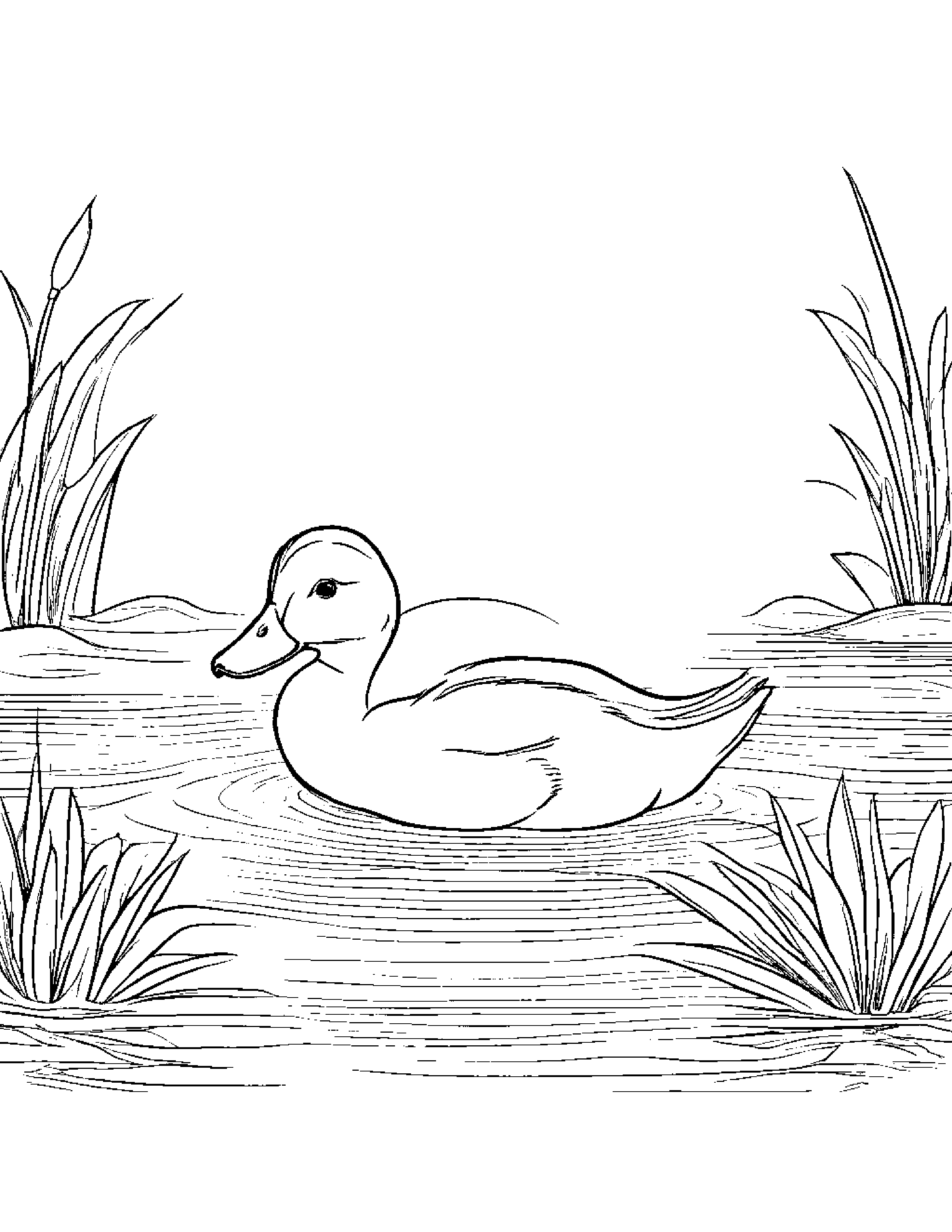 Gentle Duckling Coloring Page (Free Printable PDF)