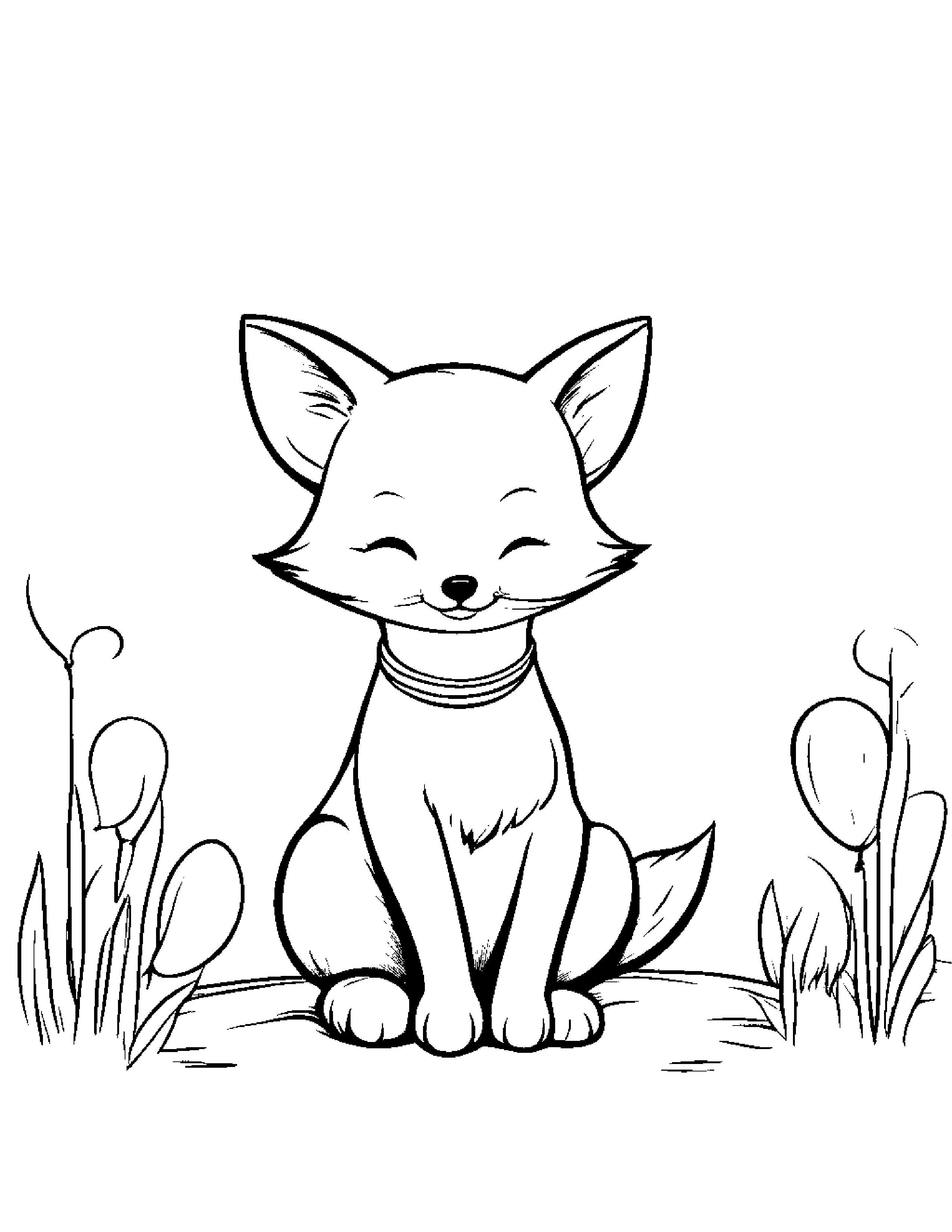 Baby Fox With Balloon Coloring Page (Free Printable PDF)