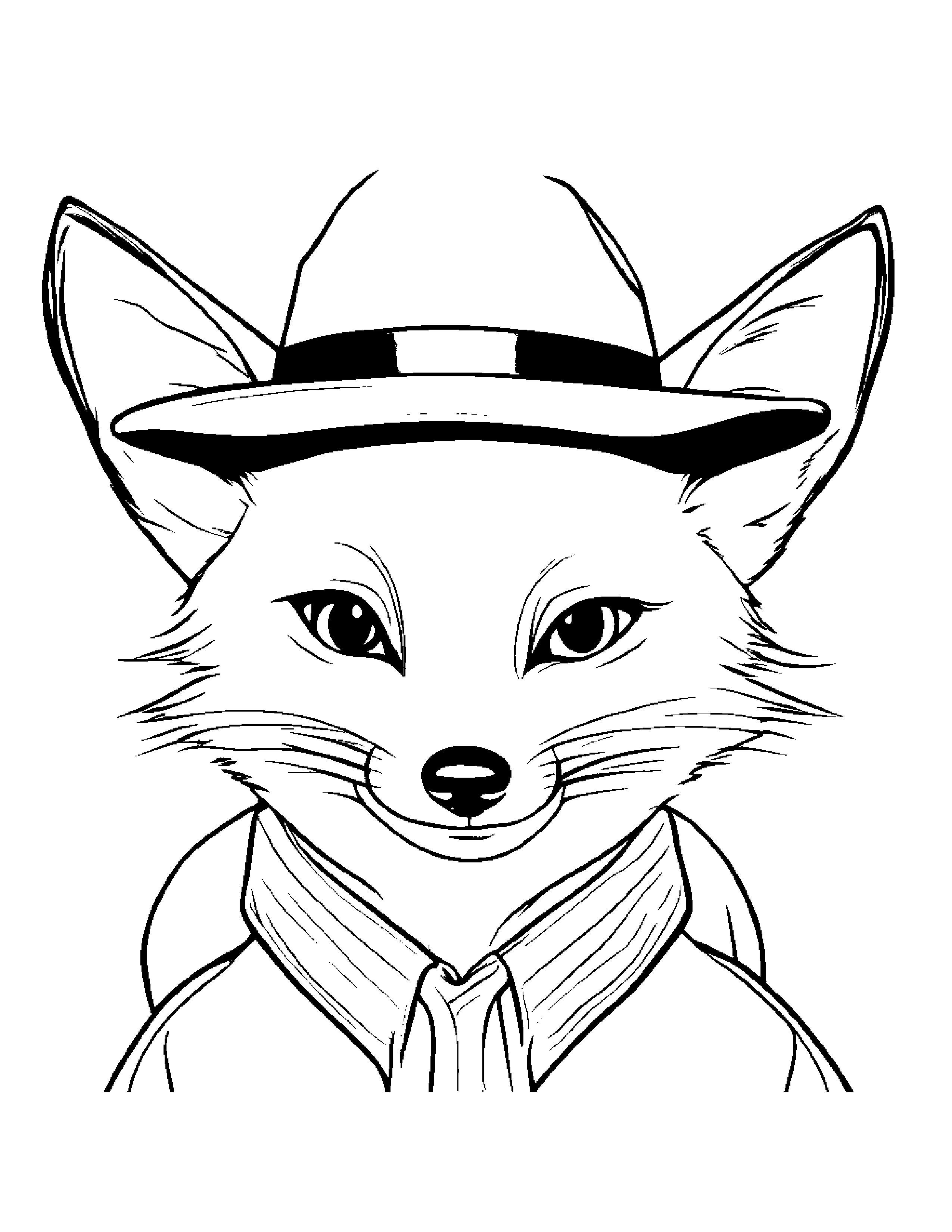 Fox Wearing A Hat Coloring Page (Free Printable PDF)