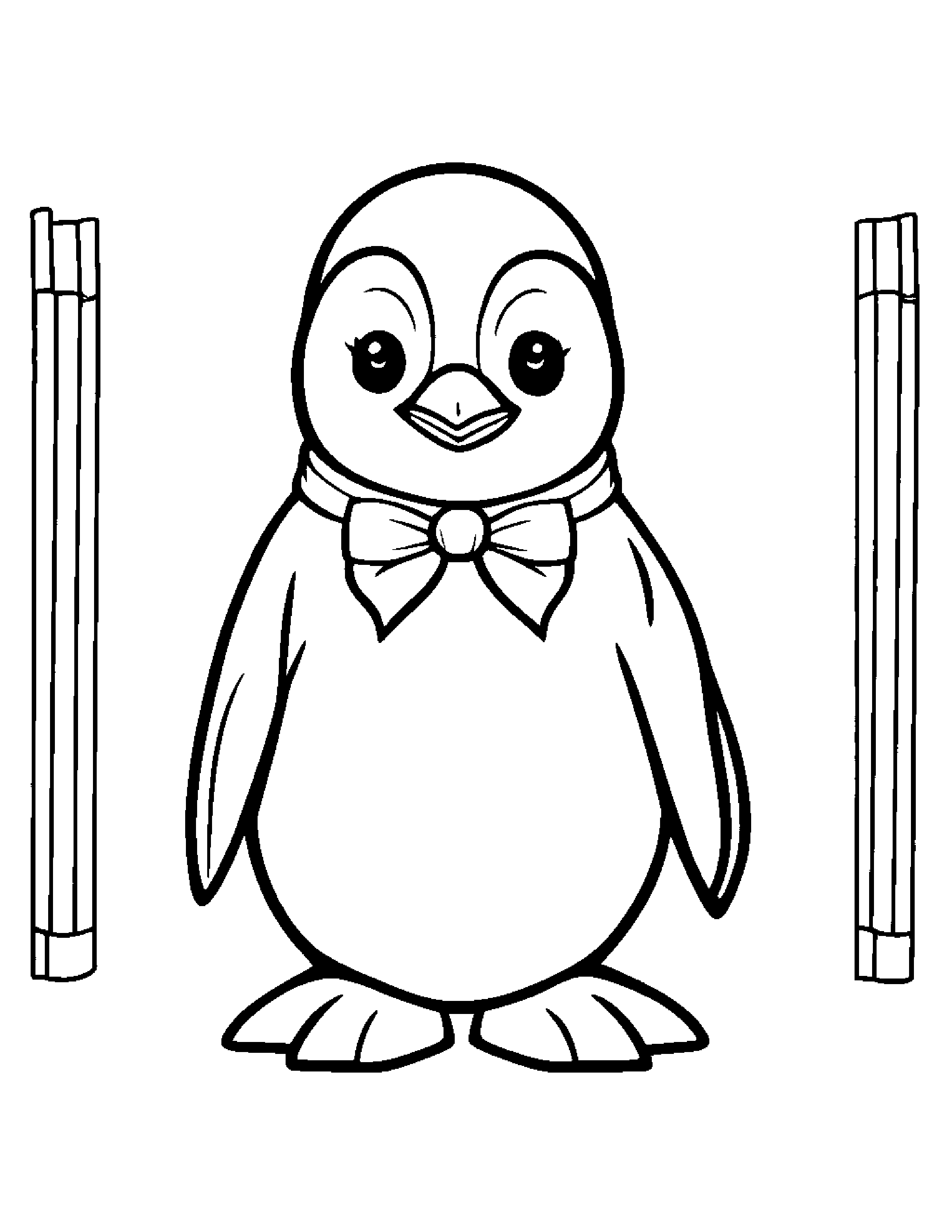 Penguin With A Bow #2 Coloring Page (Free Printable PDF)