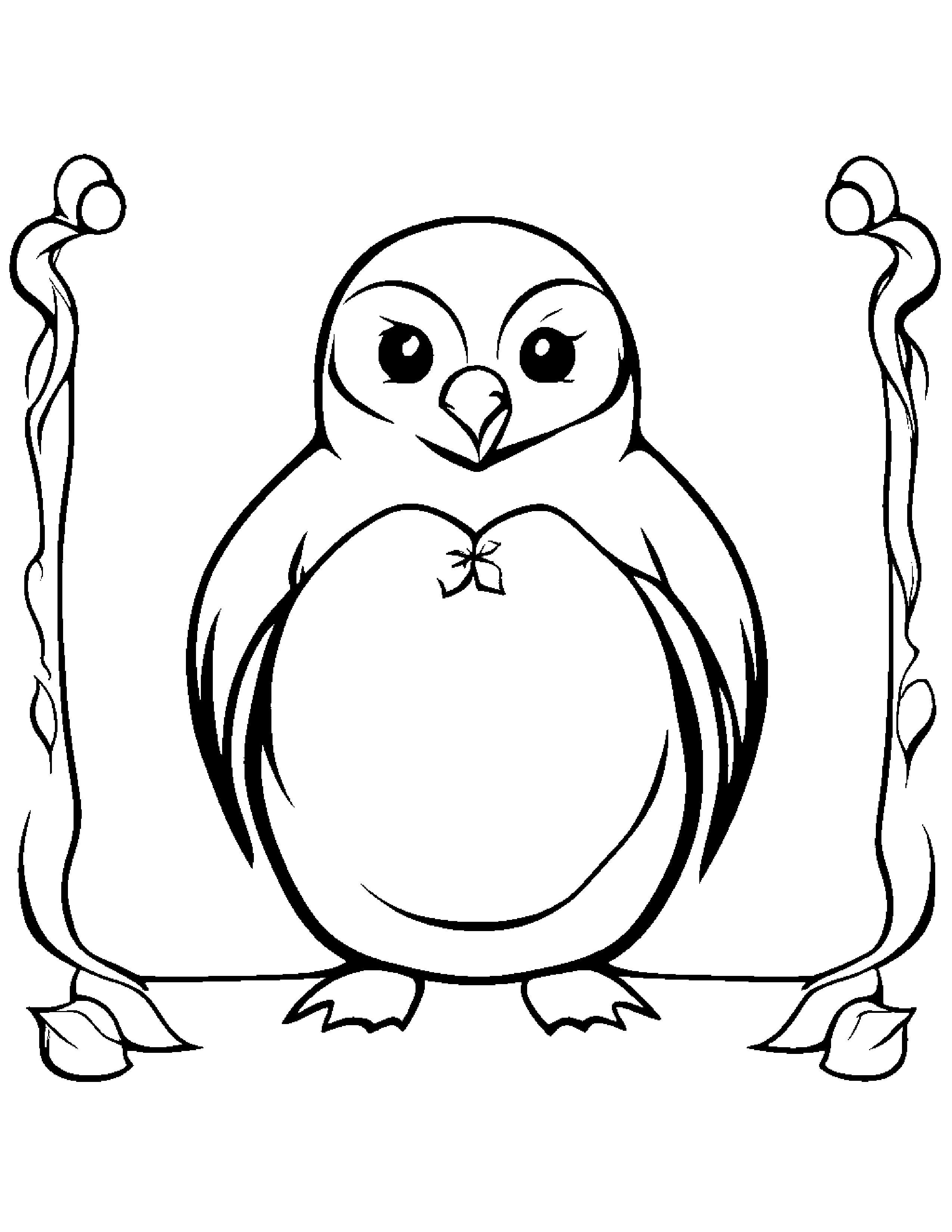 Penguin With A Bow Coloring Page (Free Printable PDF)