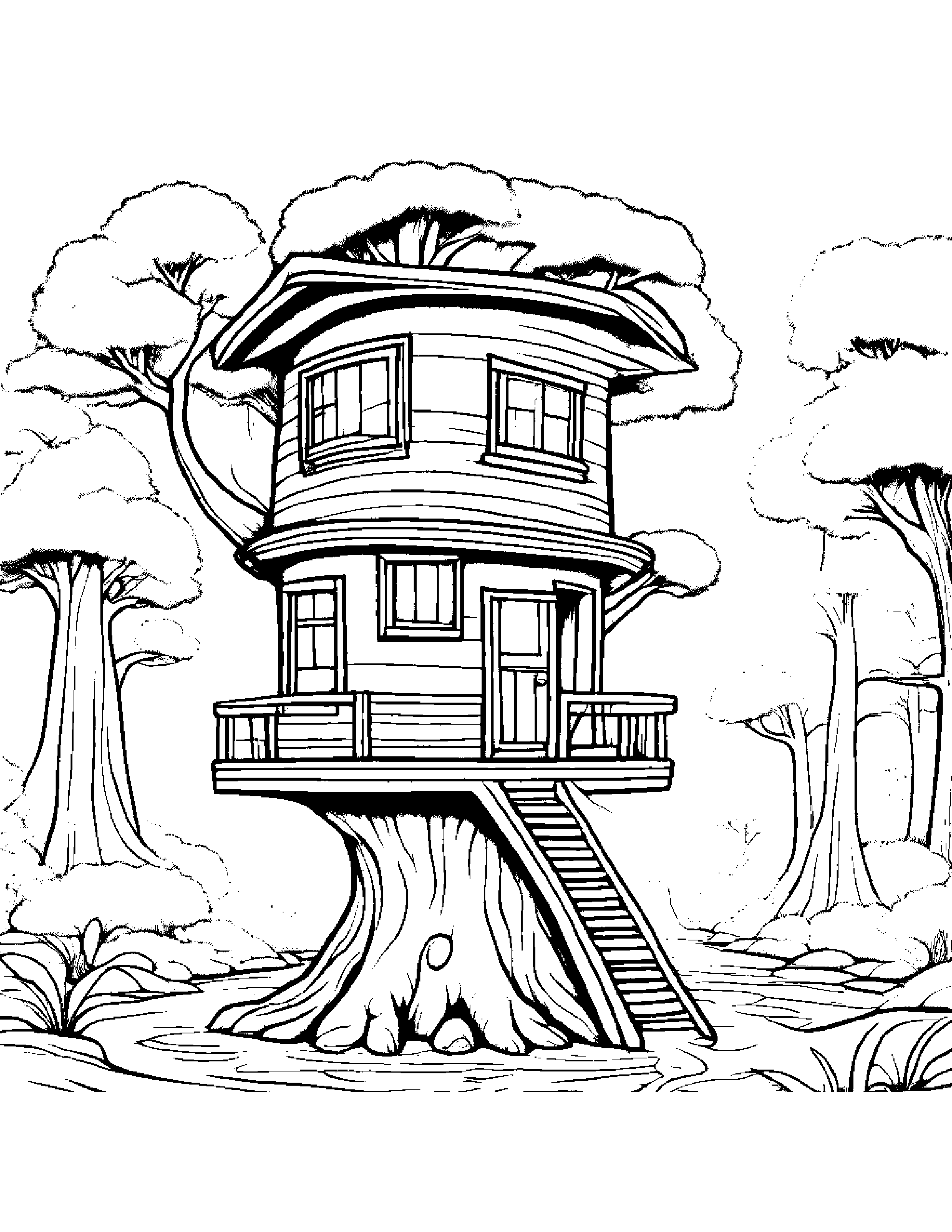 Tiny Treehouse #2 Coloring Page (Free Printable PDF)