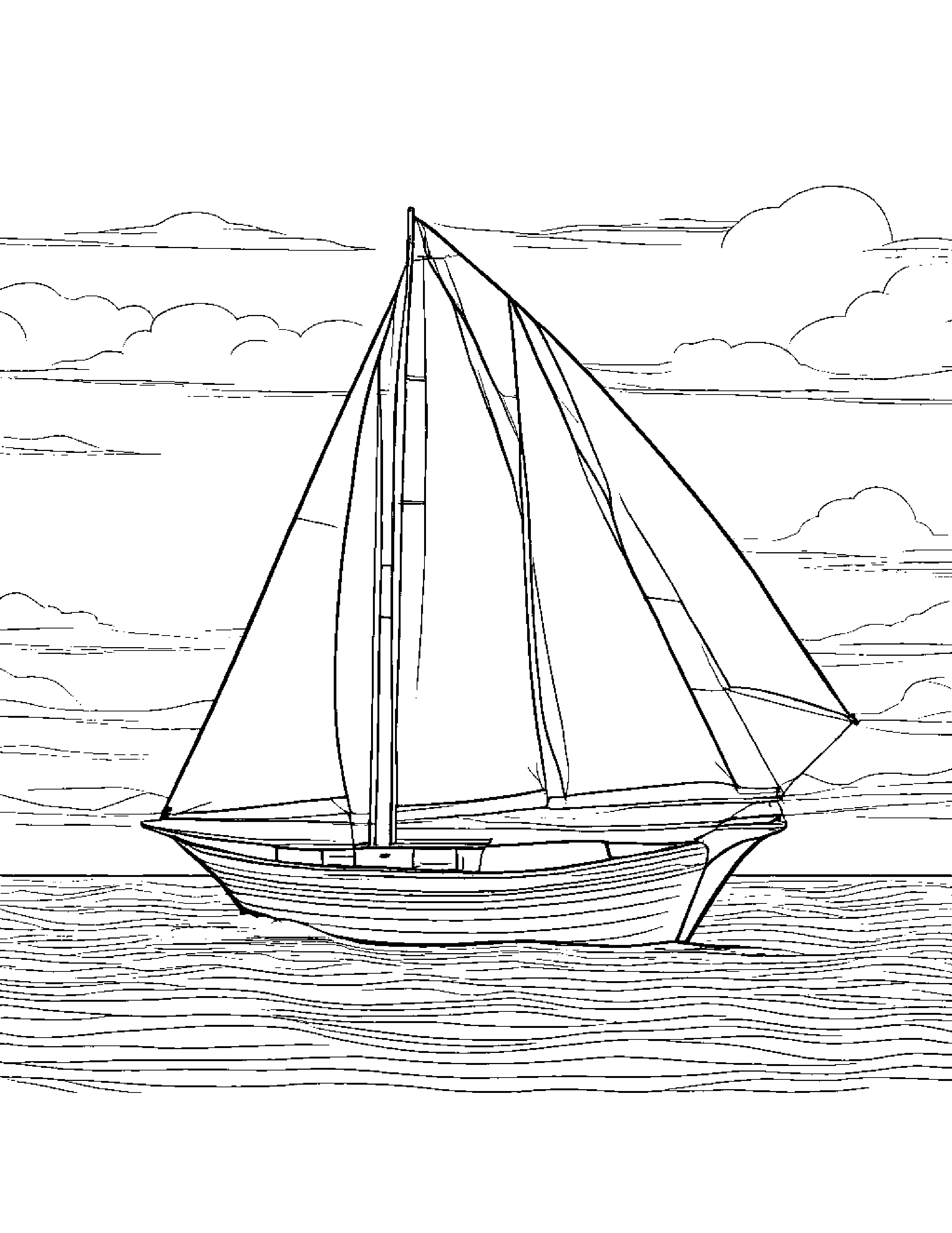 Sailboat With Scarf Coloring Page (Free Printable PDF)