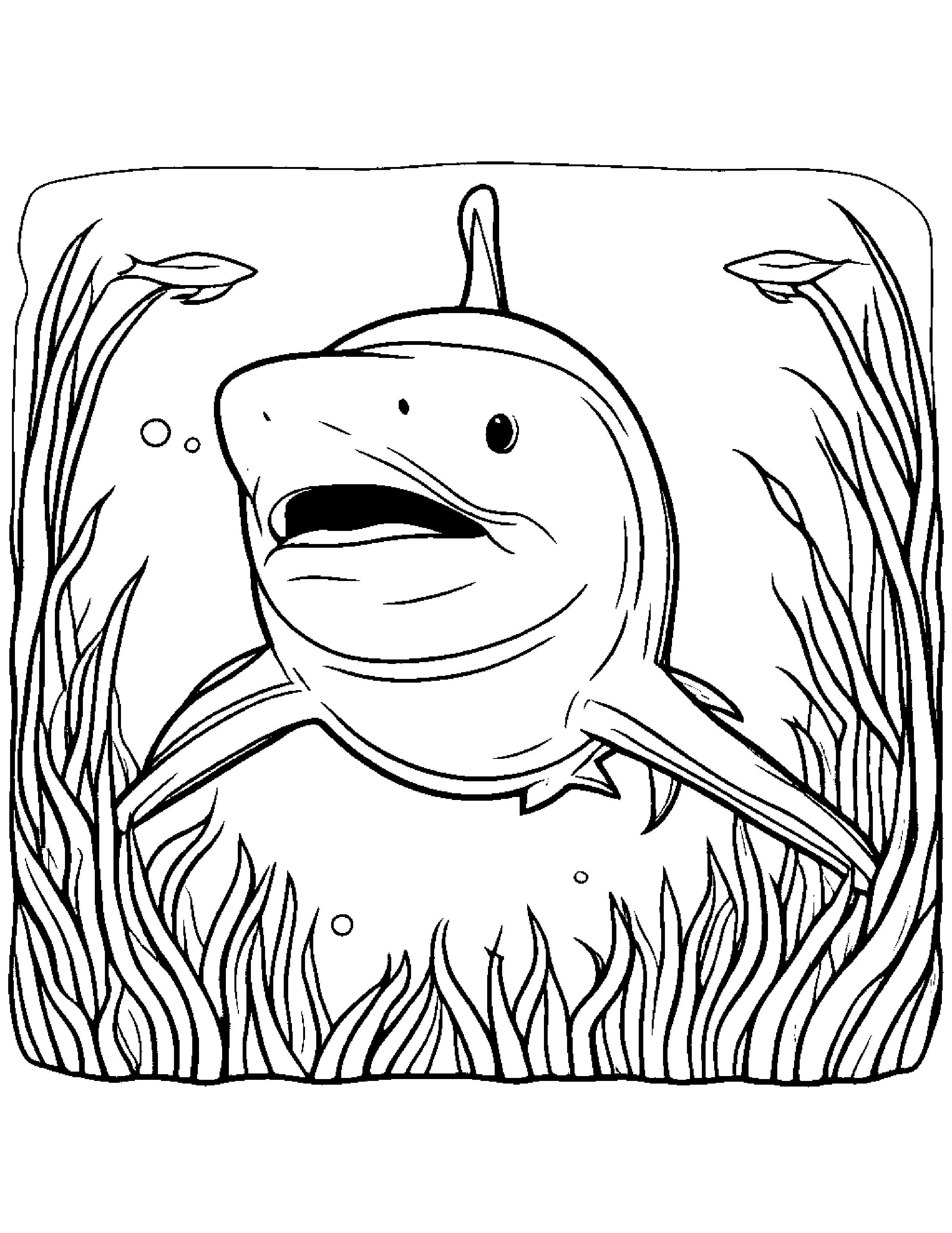 Sleeping Nurse Shark Nanny Coloring Page (Free Printable PDF)