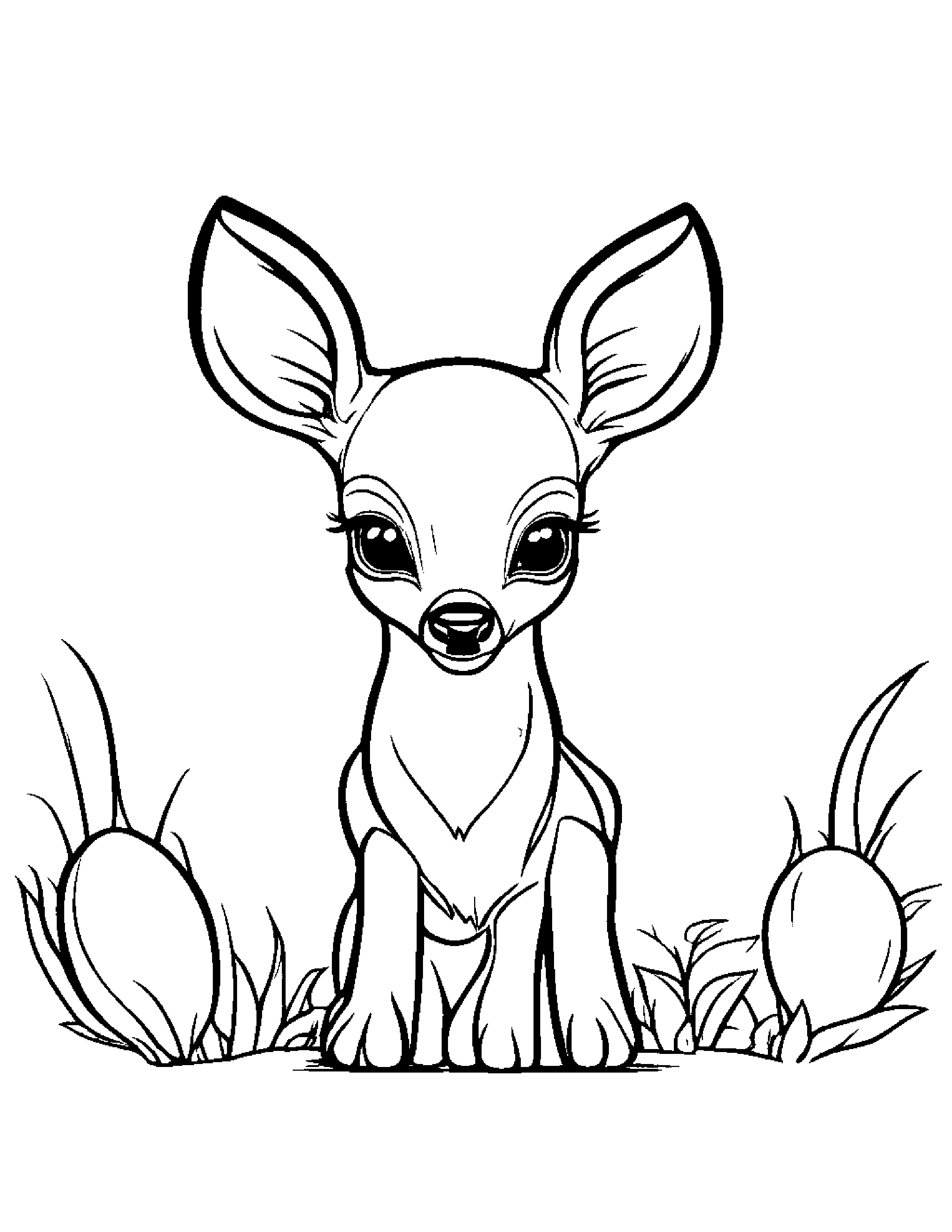 Baby Deer Fawn With Balloon #2 Coloring Page (Free Printable PDF)