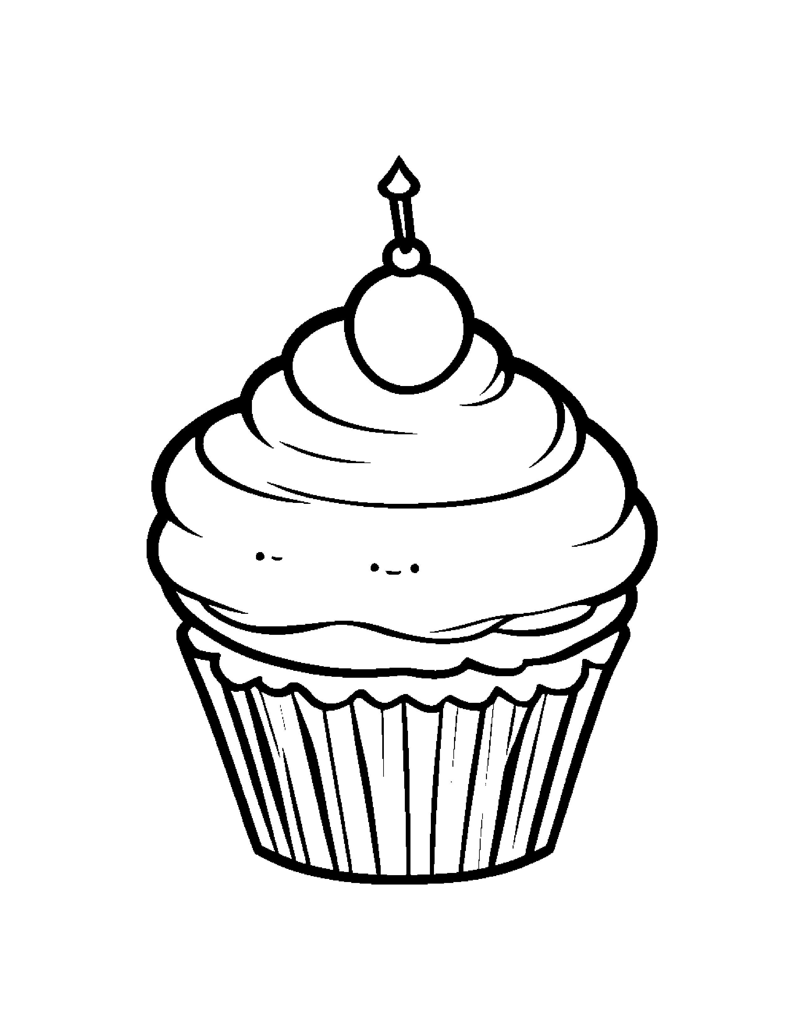 Kawaii Cupcake With Balloon Coloring Page (Free Printable PDF)