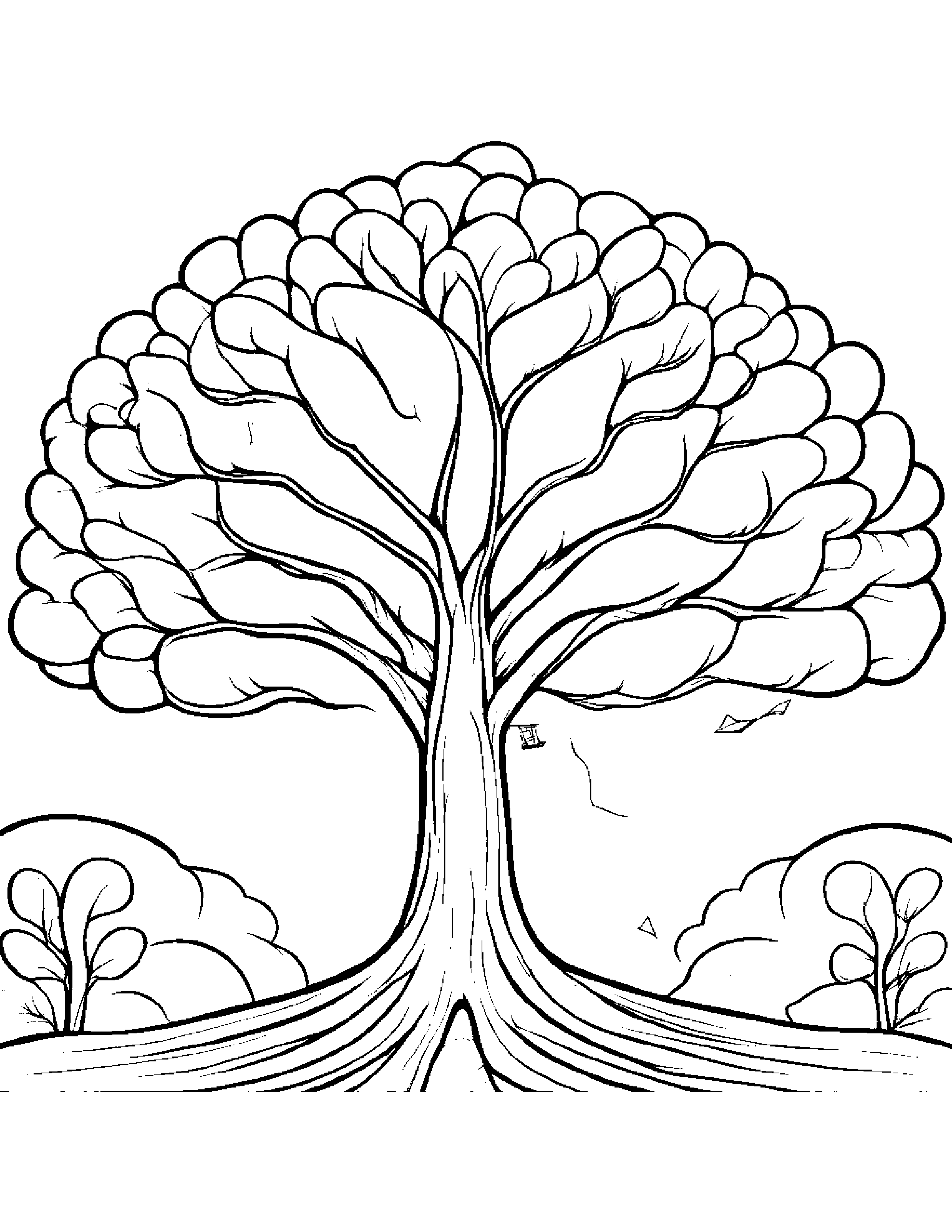 Tree With A Kite #2 Coloring Page (Free Printable PDF)