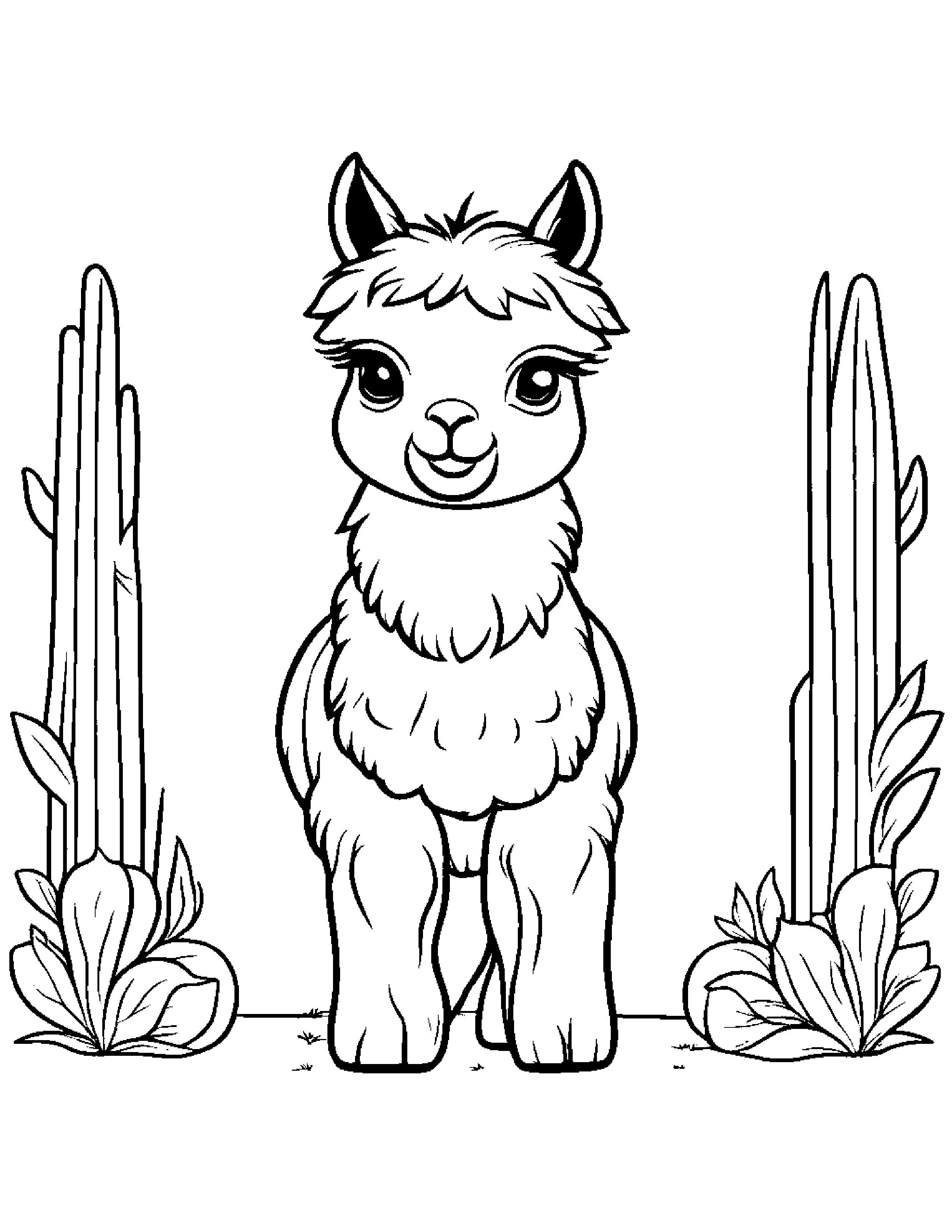 Baby Llama #2 Coloring Page (Free Printable PDF)