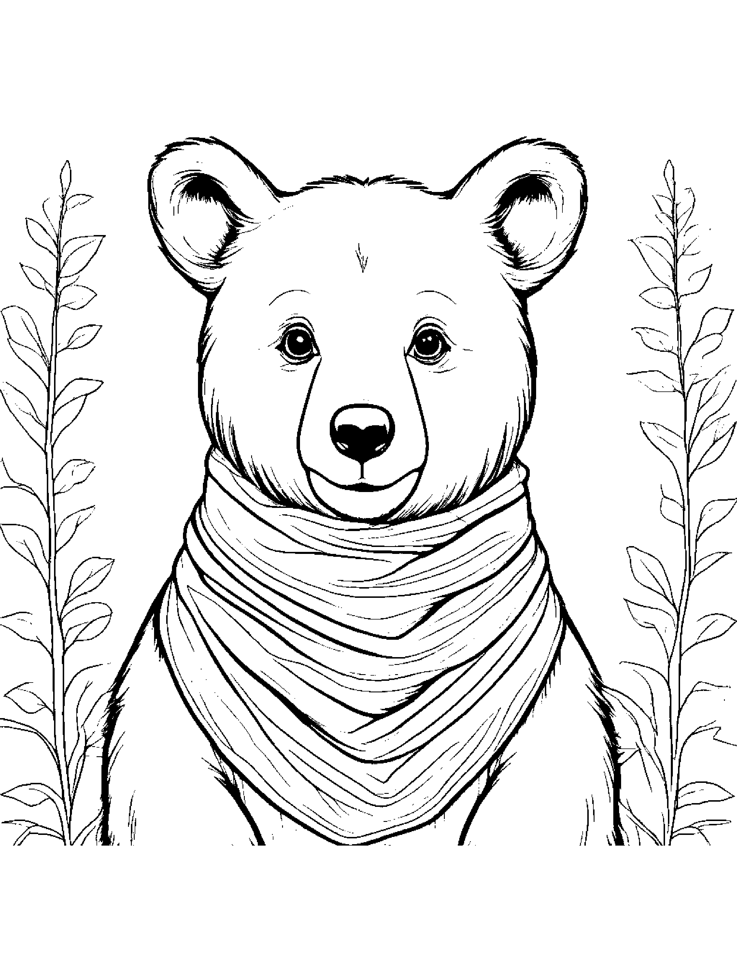 Bear Cub With Scarf Coloring Page (Free Printable PDF)