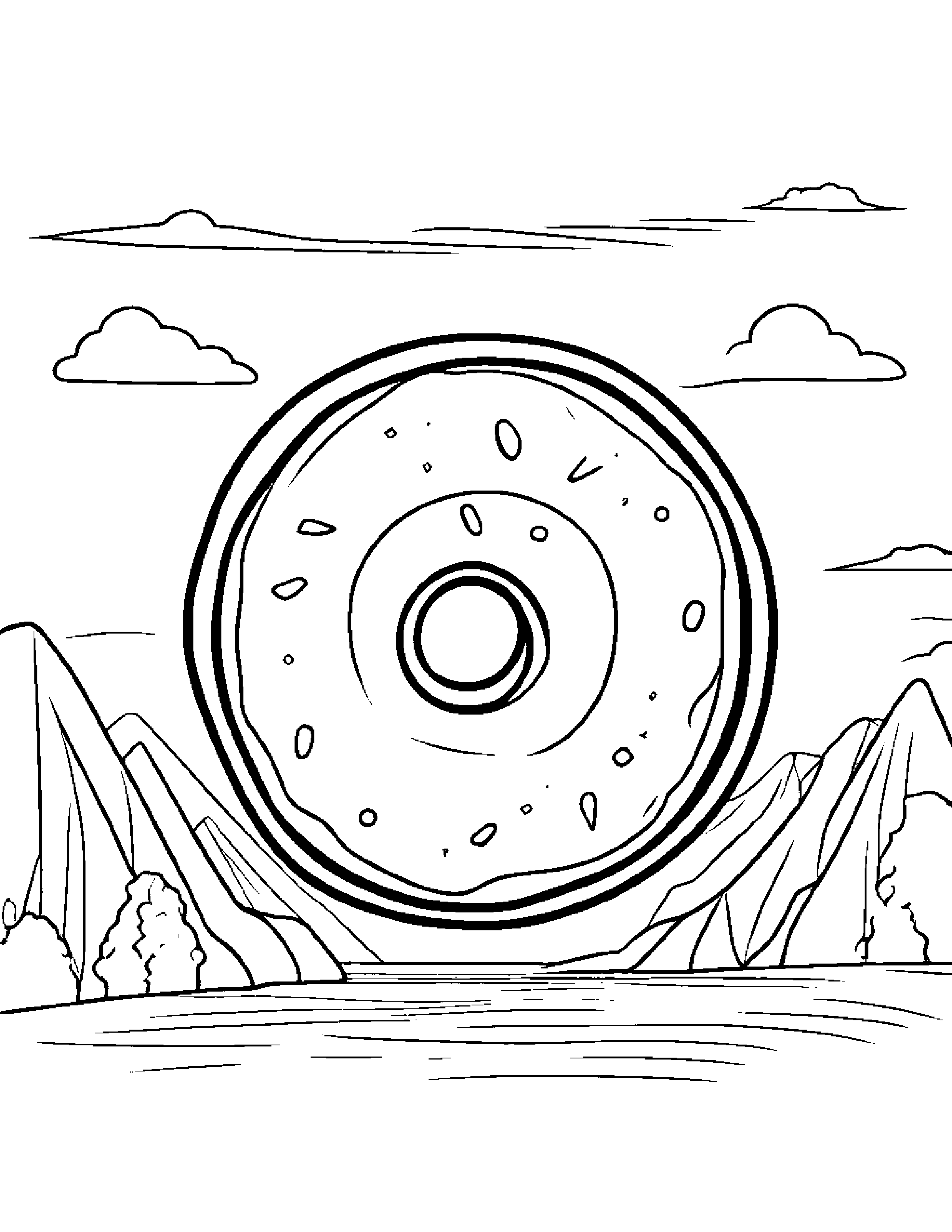Donut With A Kite Coloring Page (Free Printable PDF)