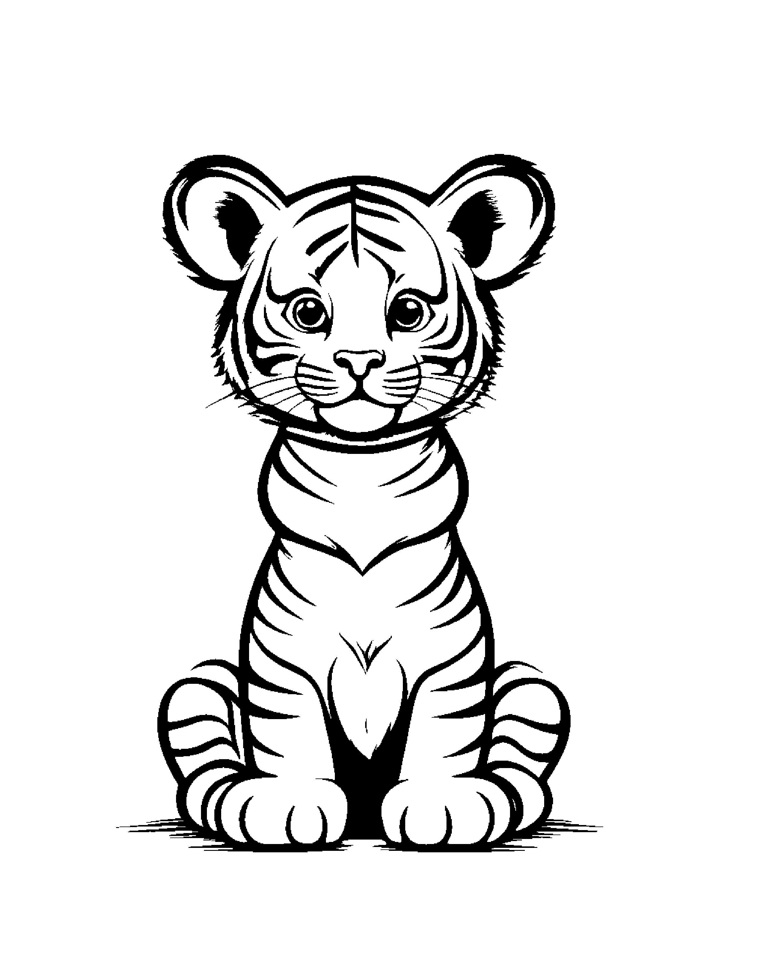 Gentle Tiger Cub With Balloon #2 Coloring Page (Free Printable PDF)