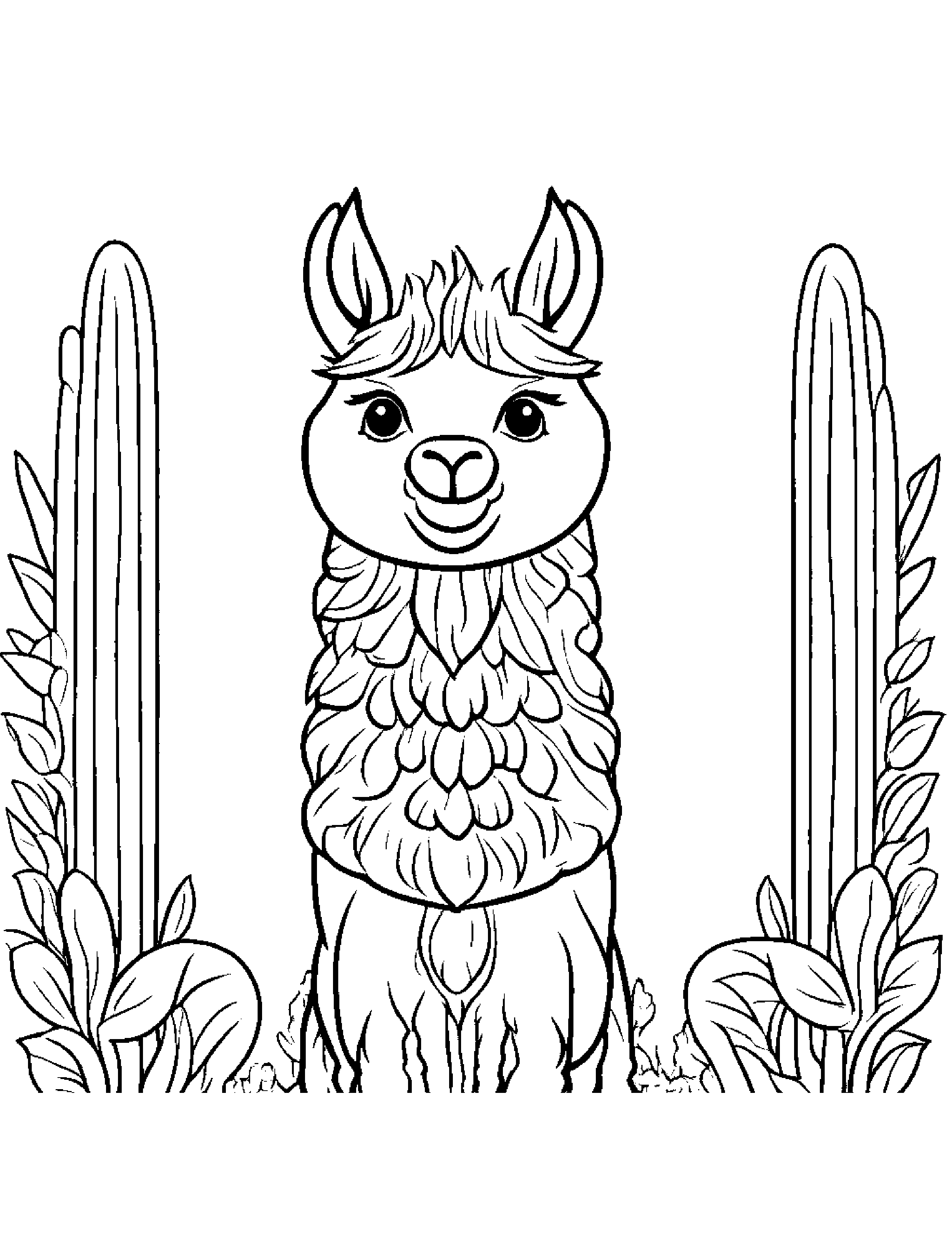 Happy Llama #2 Coloring Page (Free Printable PDF)