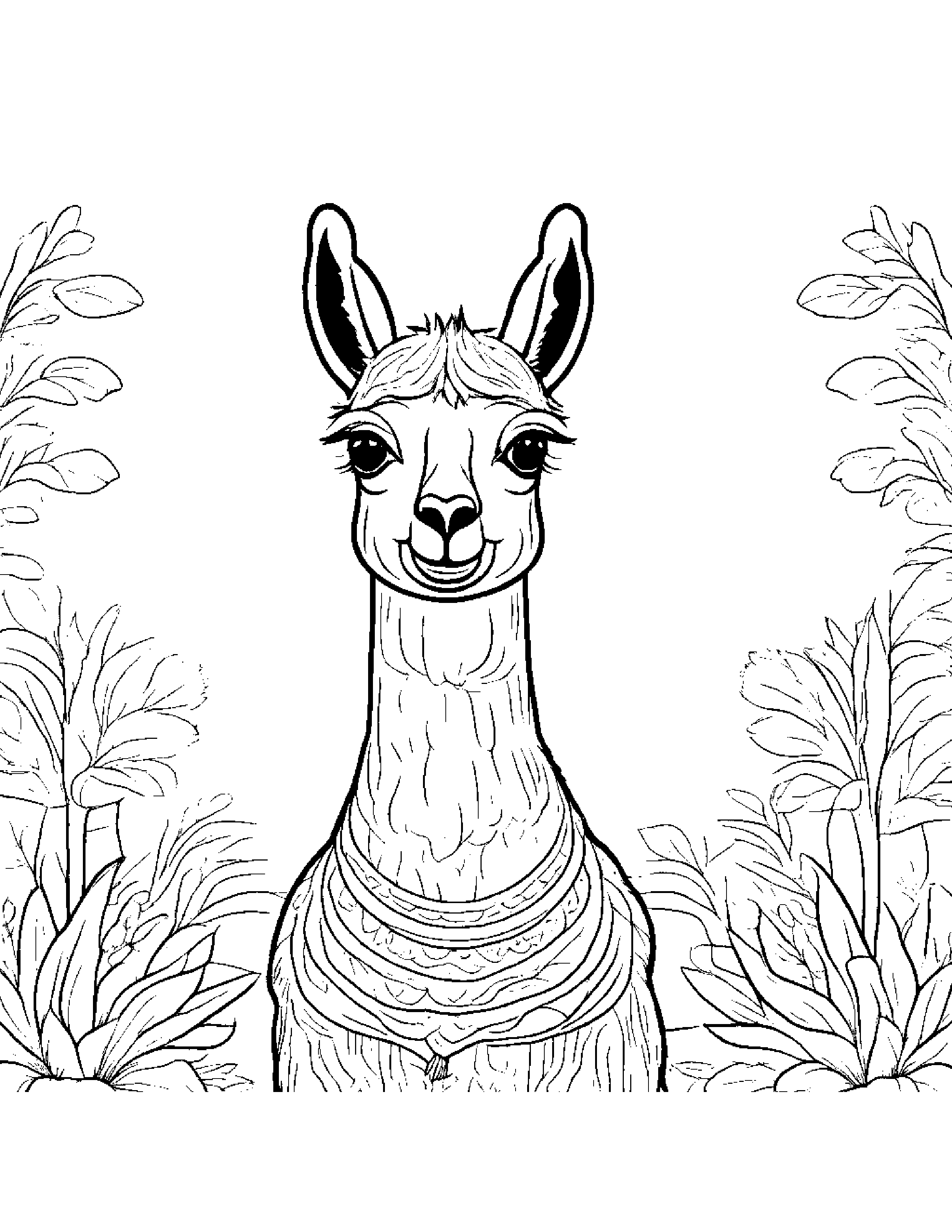 Happy Llama Coloring Page (Free Printable PDF)